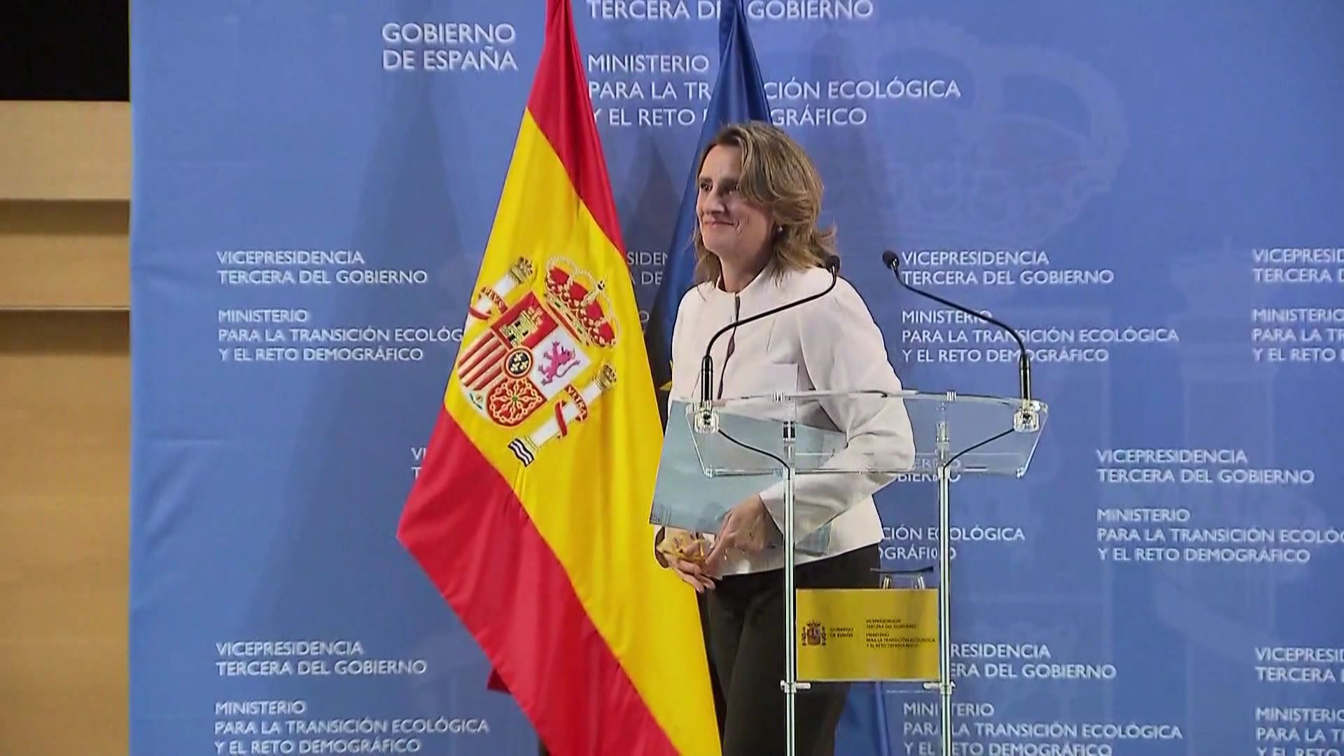 La ministre l’énergie et de la transition écologique espagnole Teresa Ribera lors d’une conférence de presse le 21 juillet 2022.
