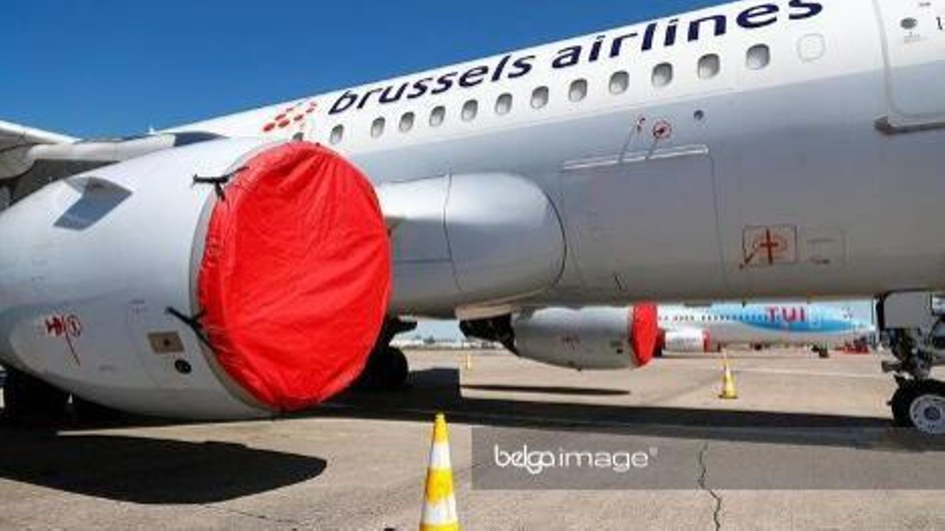 Un avion de Brussels Airlines, cloué au sol en raison de l'épidémie de Coronavirus.