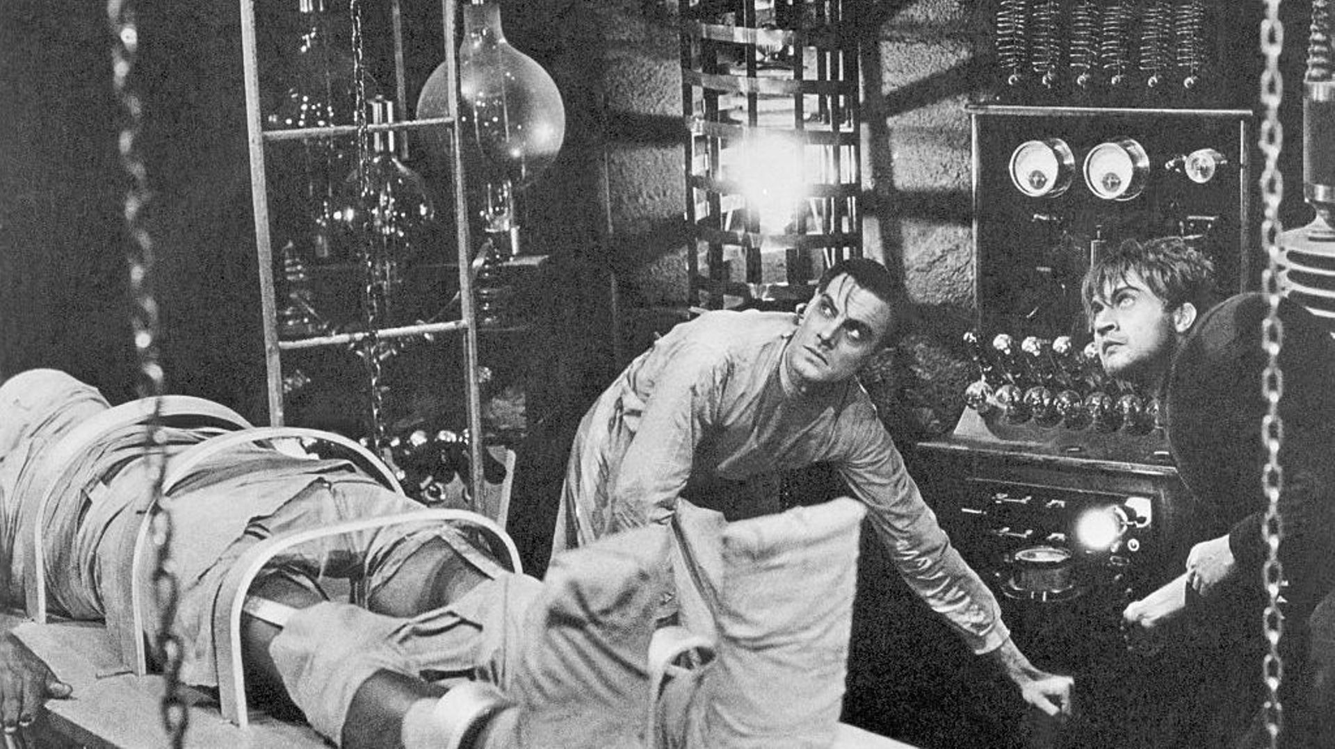 Le film Frankenstein de 1931 avec Boris Karloff, Colin Clive et Dwight Frye s'inspire de l'expérience de Giovanni Aldini.