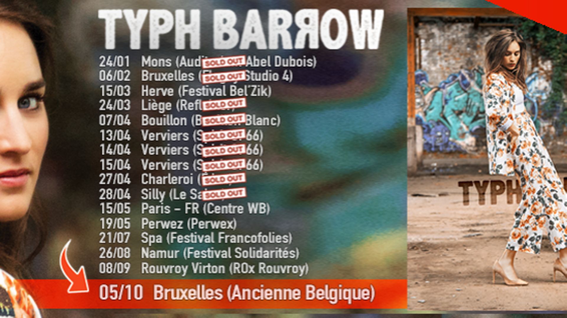 Typh Barrow en concert au Bouillon Blanc à Sensenruth le 7 avril RTBF
