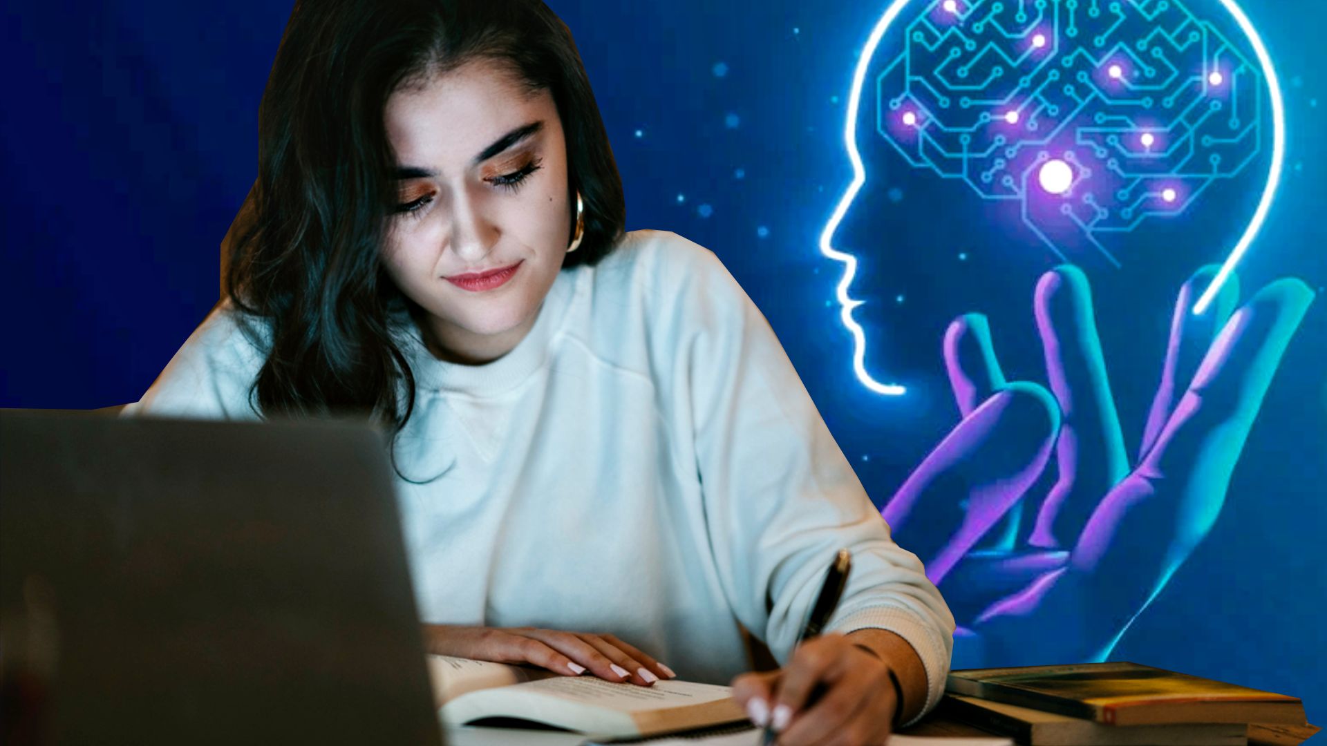 Une étudiante réalise un travail pour son école et s’aide de l’intelligence artificielle ChatGPT.
