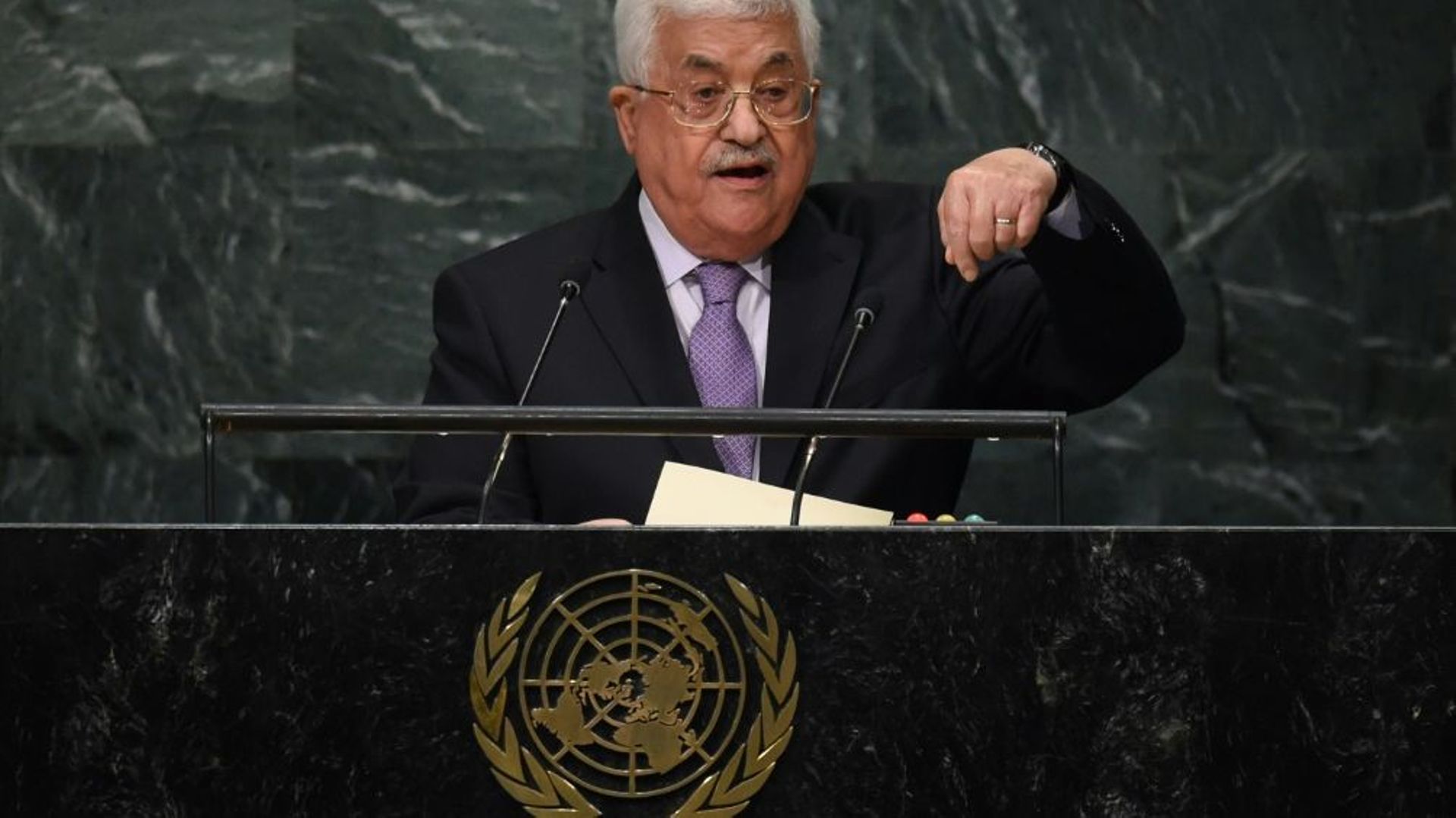 Le président palestinien Mahmoud Abbas, à l'ONU à New York le 22 septembre 2016