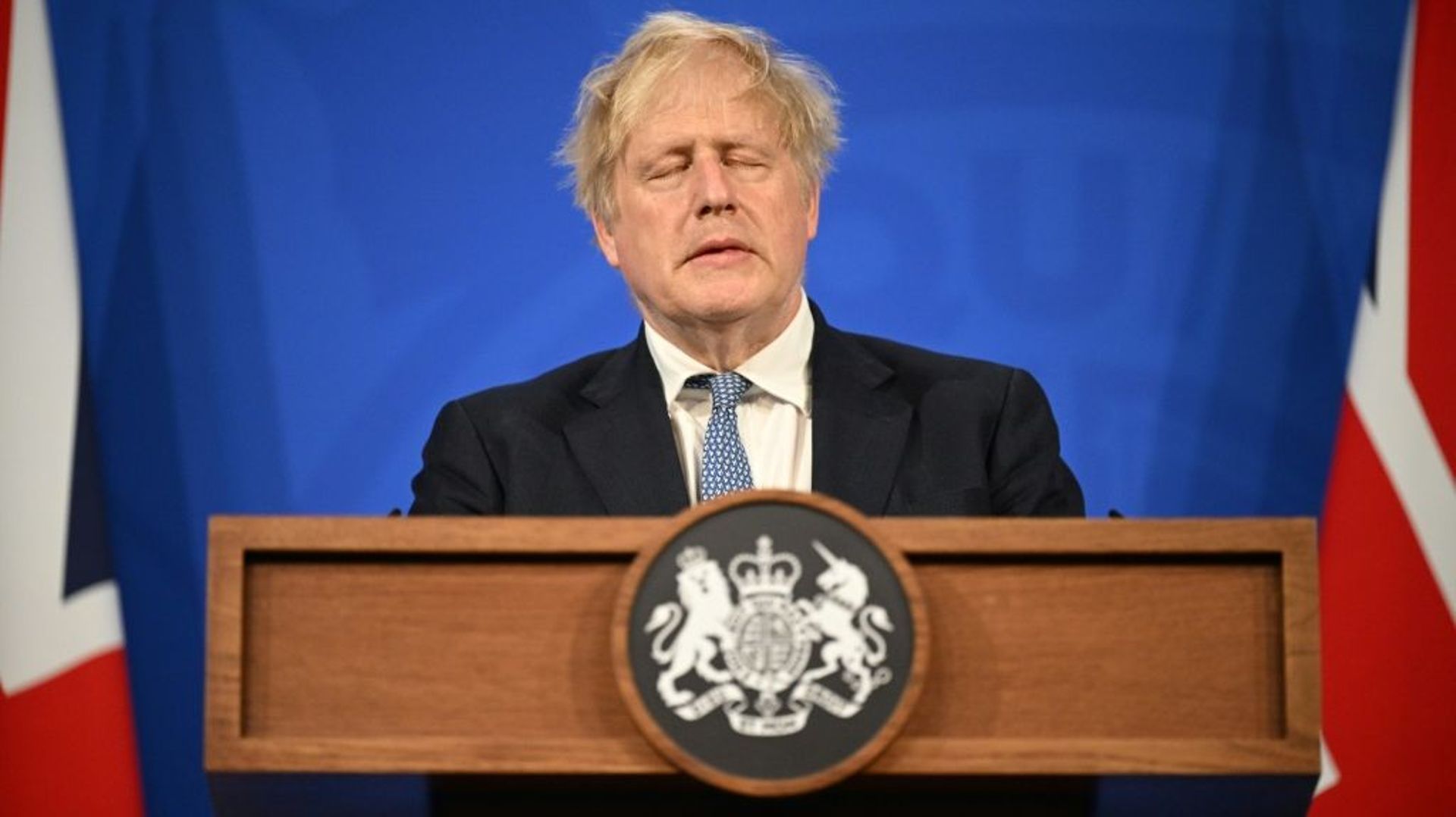 Le Premier ministre britannique Boris Johnson lors d’une conférence de presse, le 25 mai 2022 à Londres.