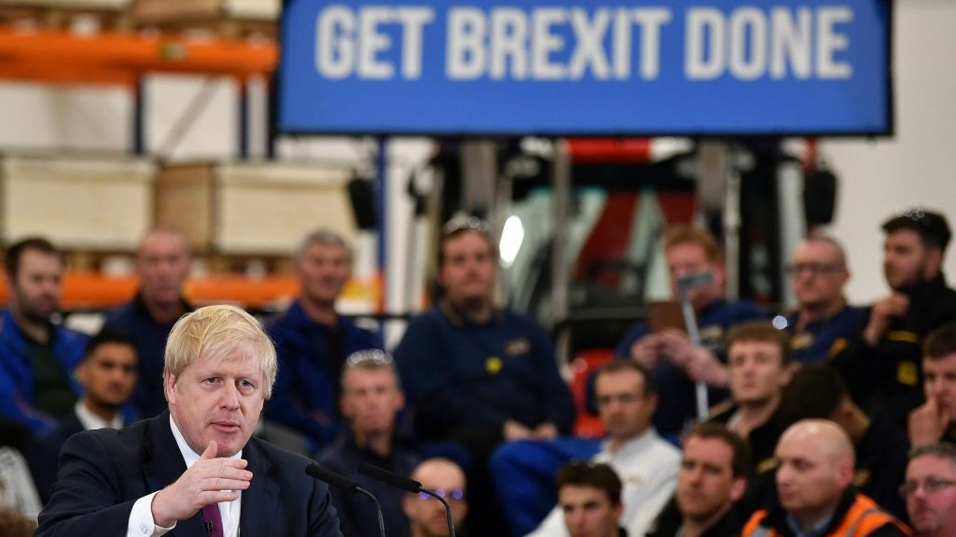 Le Premier ministre britannique Boris Johnson, lors de sa campagne électorale à Uttoxeter, le 10 décembre 2019