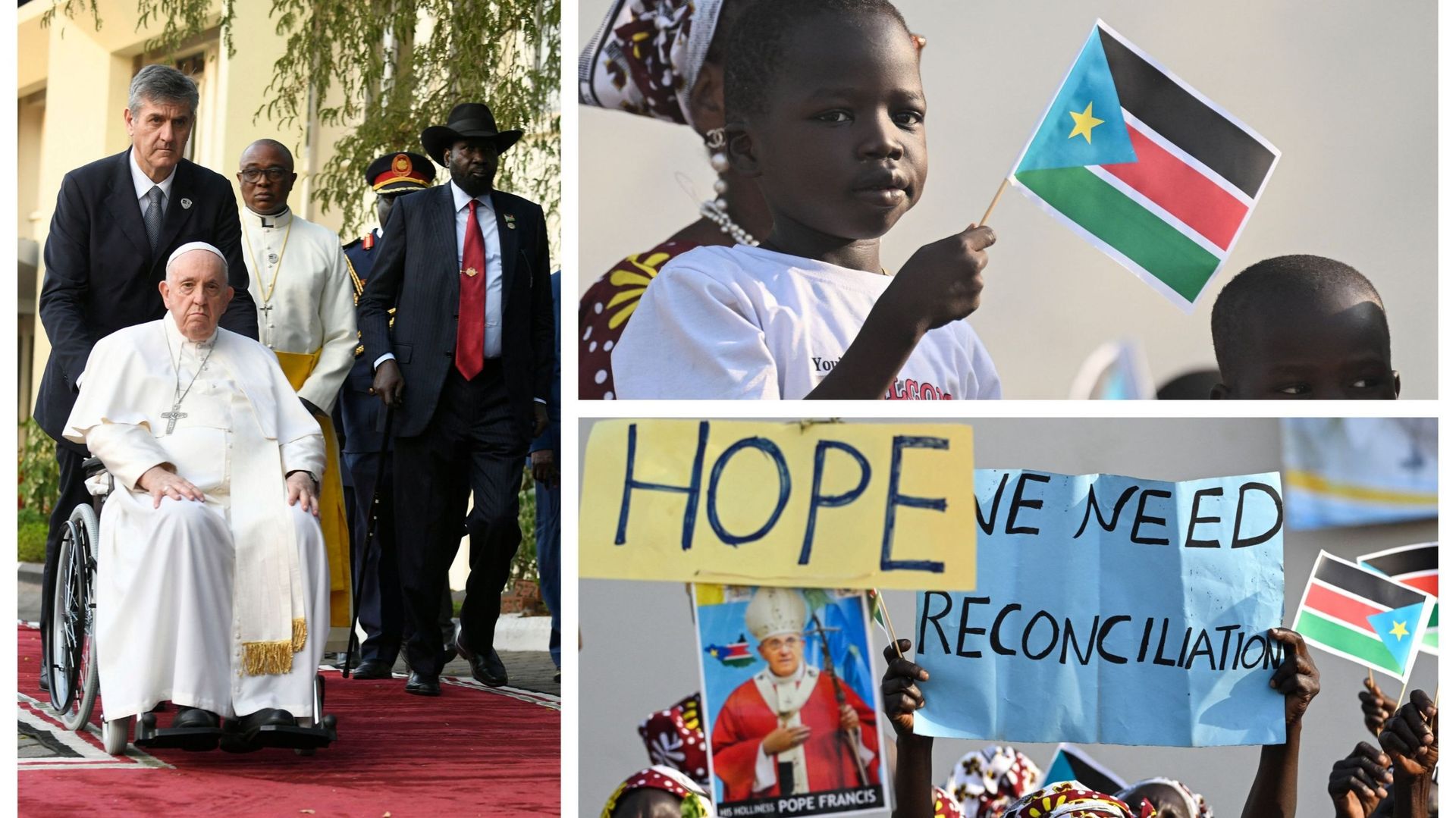 Le pape François à Juba (accompagné du président sud soudanais), et accueil de la population
