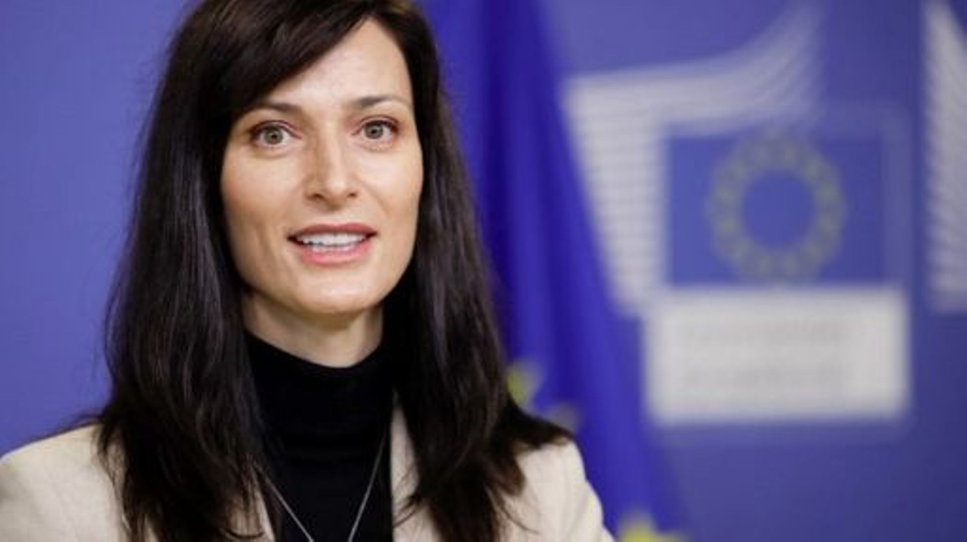 European Union Commissioner for Innovation, Research, Culture, Education and Youth Mariya Gabriel speaks during a press conference in Brussels on February 9, 2022 after the Commission adopted today the 2022 work programme of the European Innovation Counci