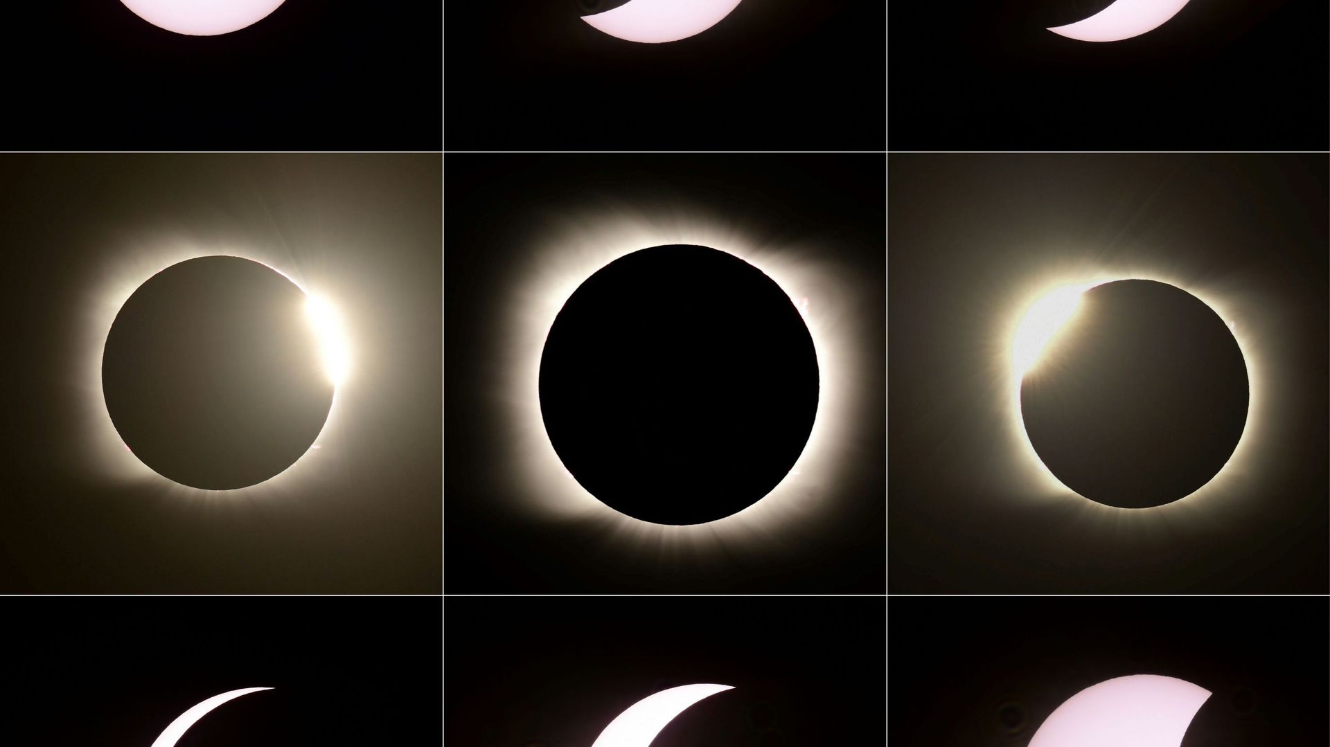 Les phases de l'éclipse totale du soleil