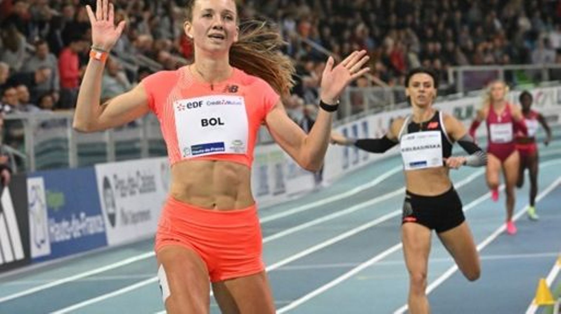 Netherlands' Femke Bol competes to win the women's 400m Final A race during the "Hauts de France" indoor athletics meeting in Lievin, on February 15, 2023.  FRANCOIS LO PRESTI / AFP