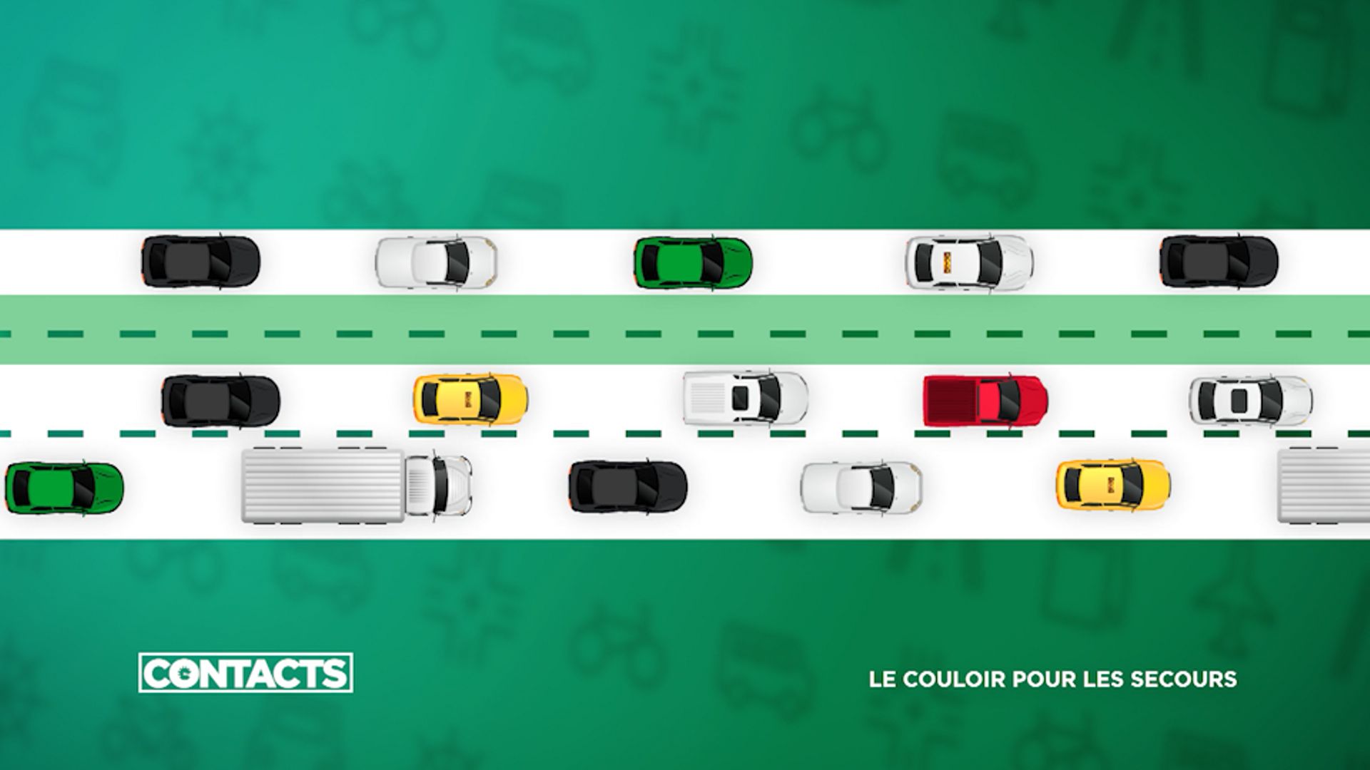 le couloir pour les secours lors de bouchons