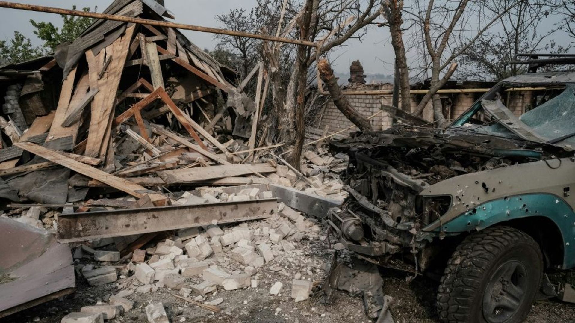 Une maison détruite à Bilogorivka, dans l’est de l’Ukraine, le 13 mai 2022, après trois semaines de combats