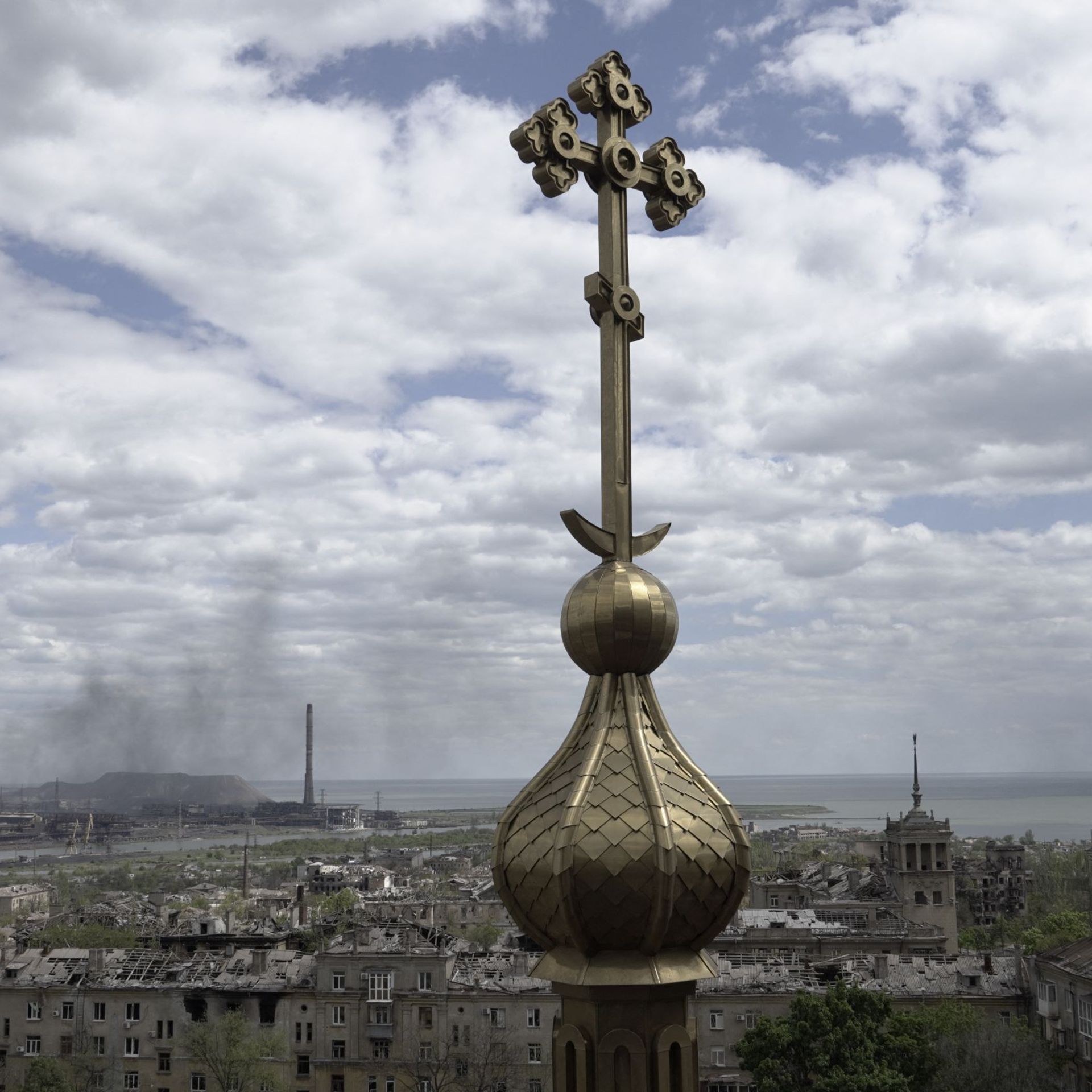 Flèche d’église au centre-ville, le 10 mai 2022.