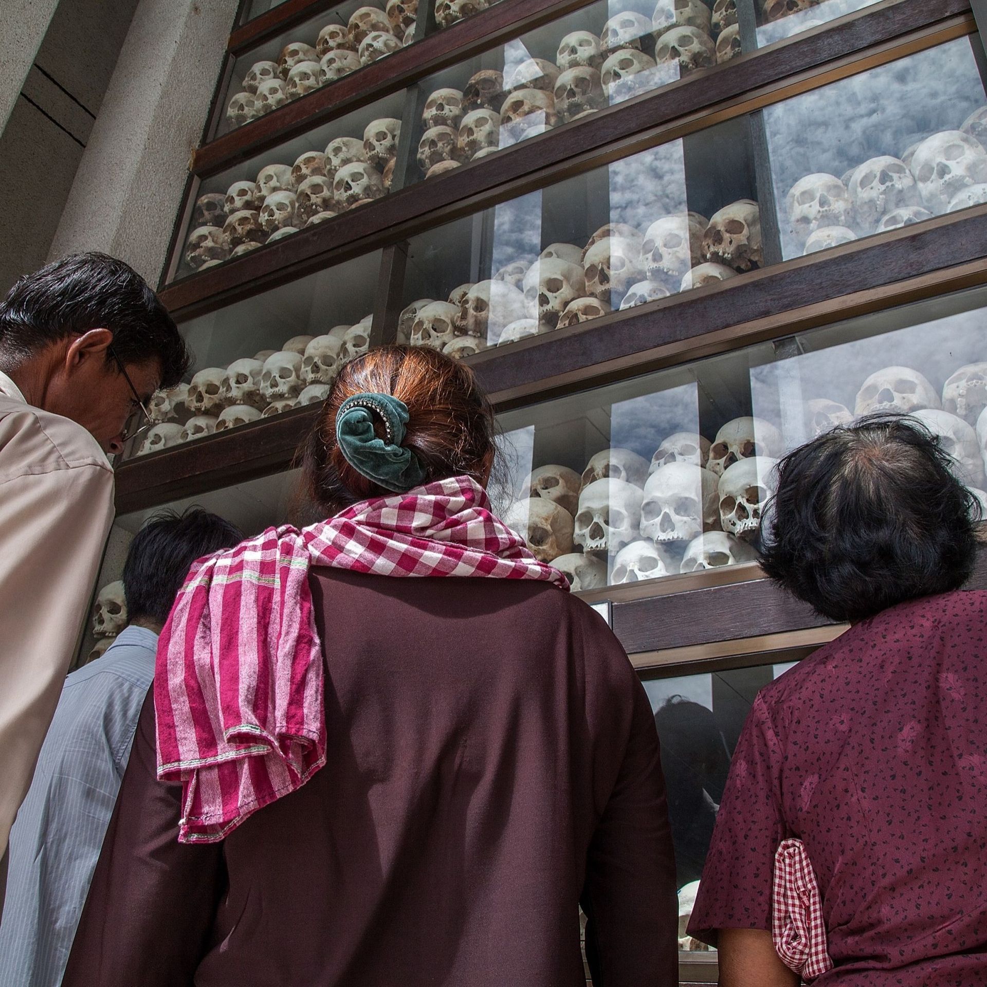 Un ossuaire, résultat du régime des Khmers rouges au Cambodge…