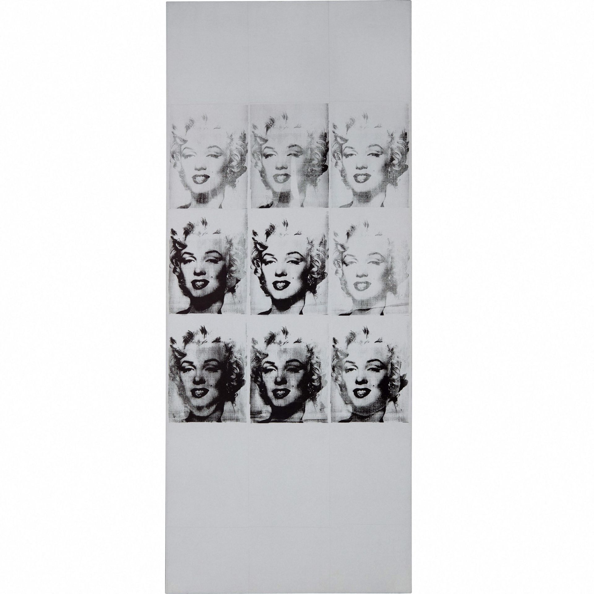 Cette image non datée reproduite avec l'aimable autorisation de Sotheby's montre "Nine Marilyns" d'Andy Warhol, datant de 1962 et faisant partie de la collection Macklowe avec une valeur estimée entre 40 et 60 millions de dollars. 