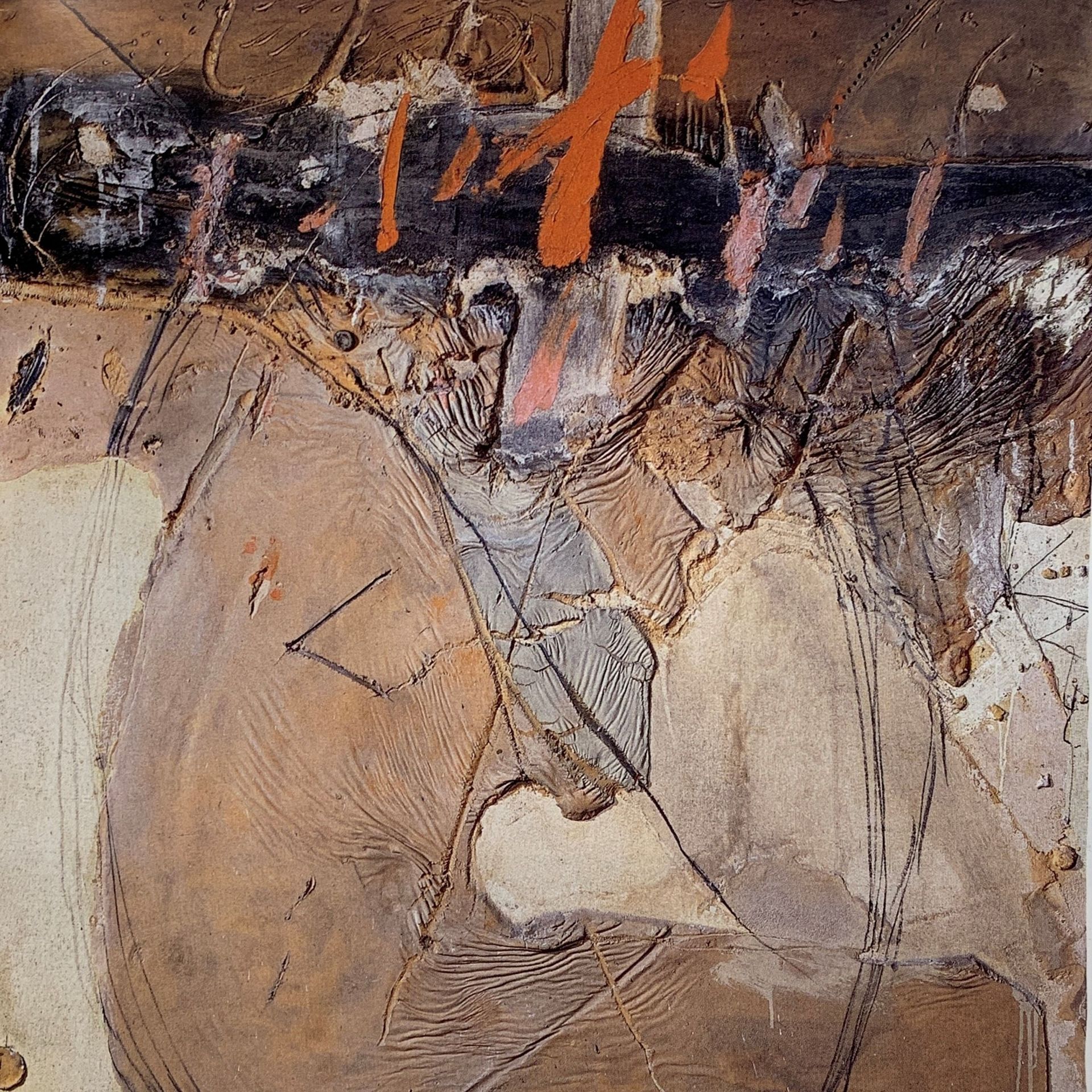 Antoni Tàpies, Cos de materia I taques taronges (corps de matière et taches oranges), 1968
