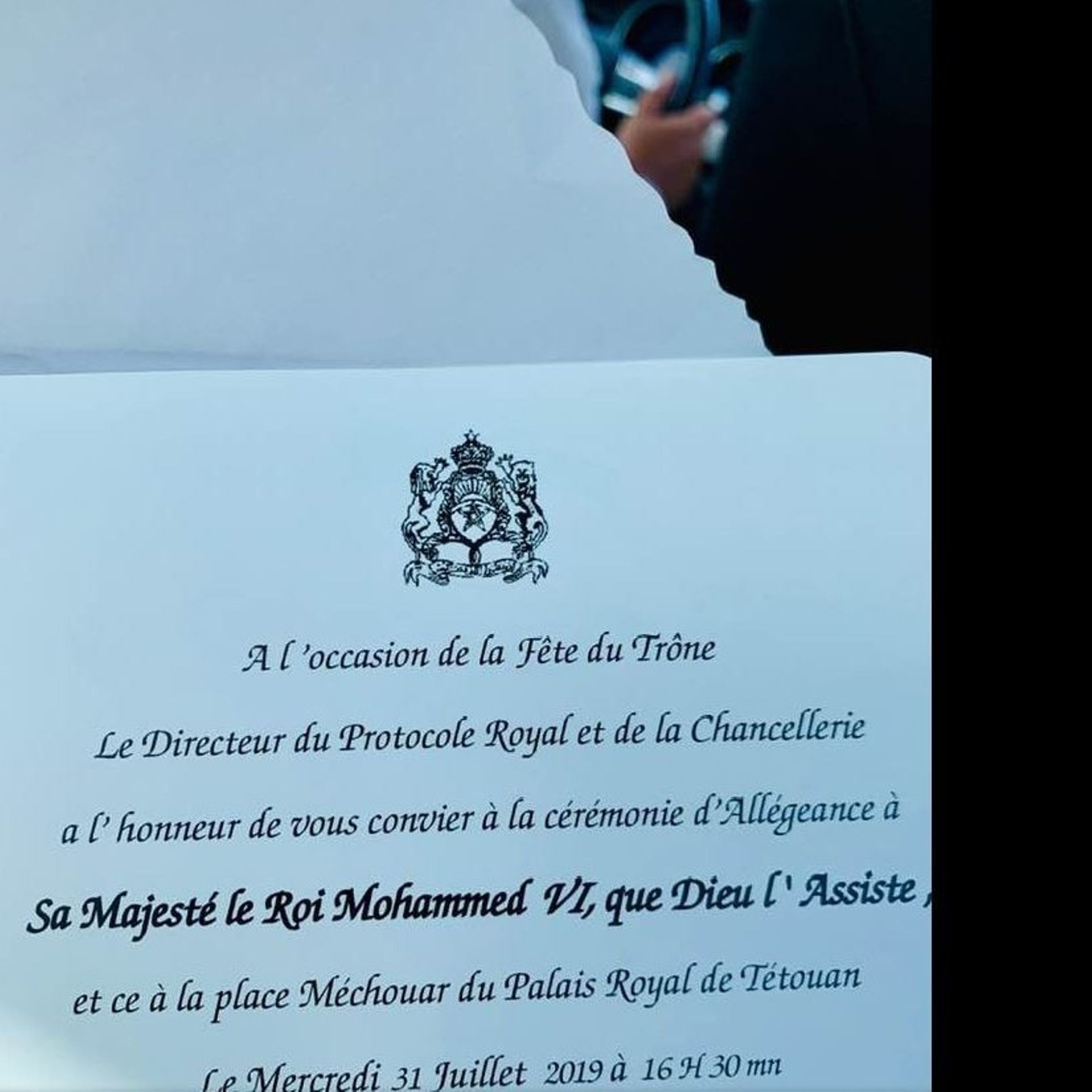 Invitation officielle de Sophie Michez à la Fête du Trône, en 2019. Image extraite du compte Facebook de Sophie Michez
