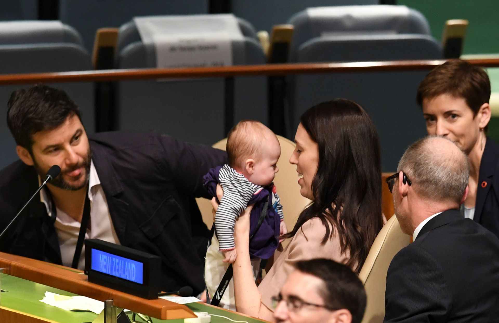 Jacinda Ardern à l'ONU avec son nourrisson 