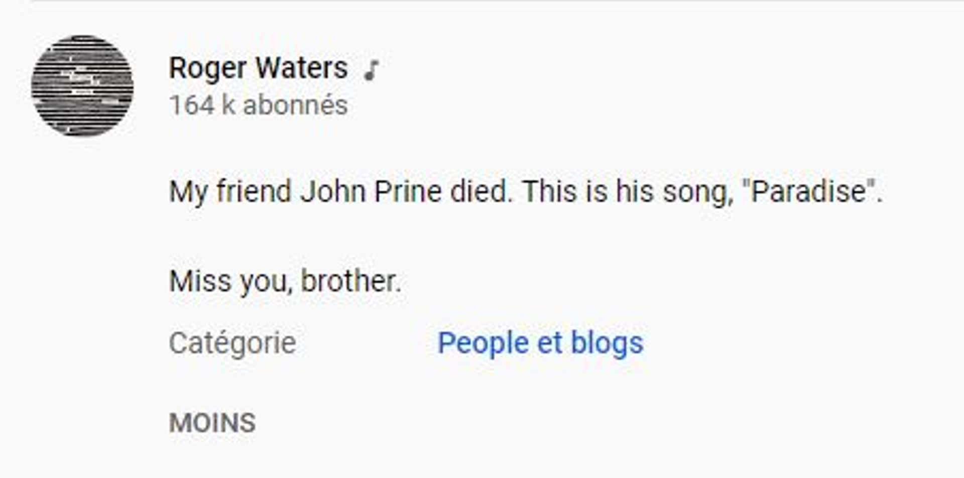 Roger Waters rend hommage à John Prine