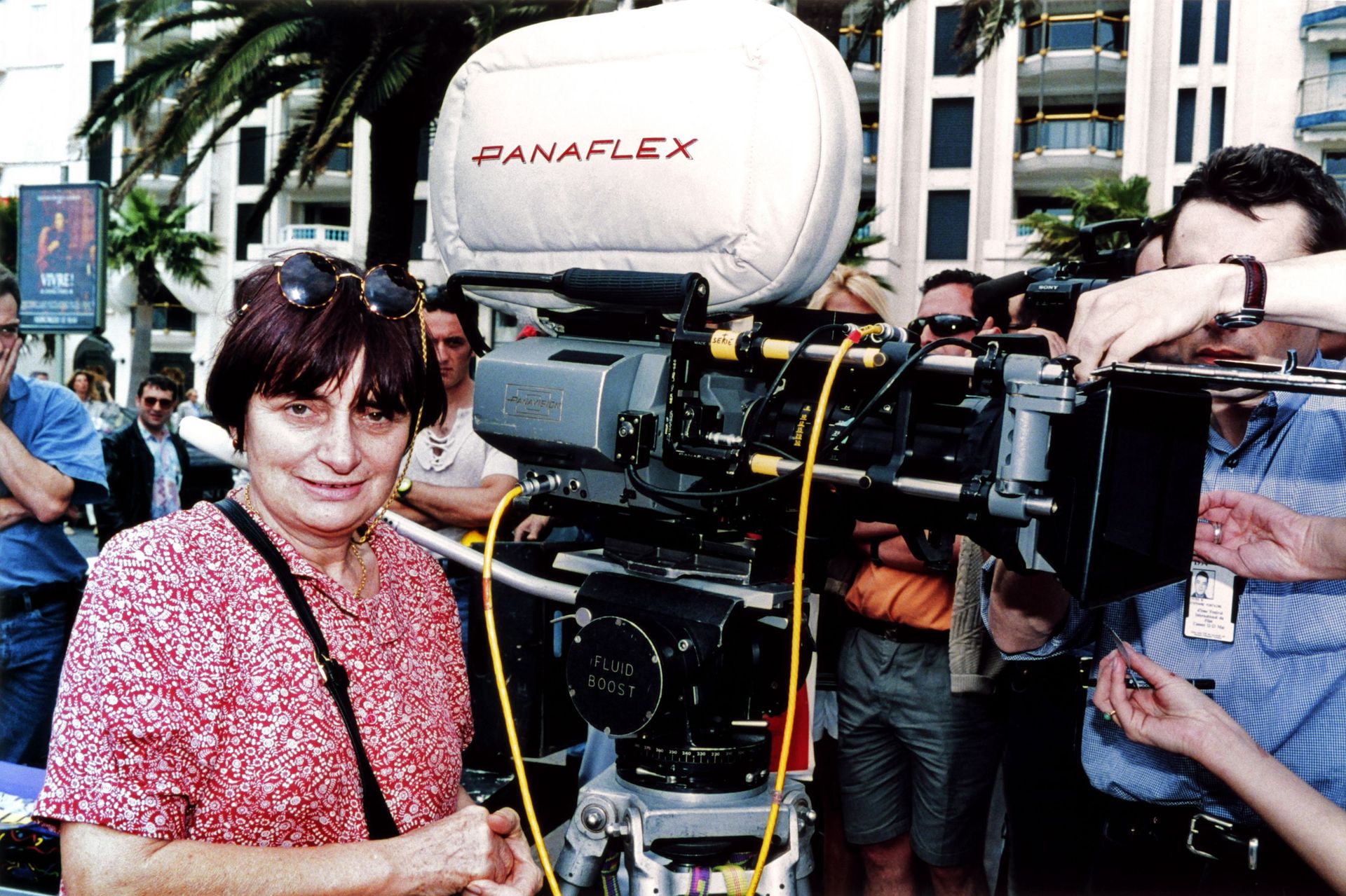 Agnès Varda lors du tournage de "Mes cent et une nuits", à Cannes, en 1994