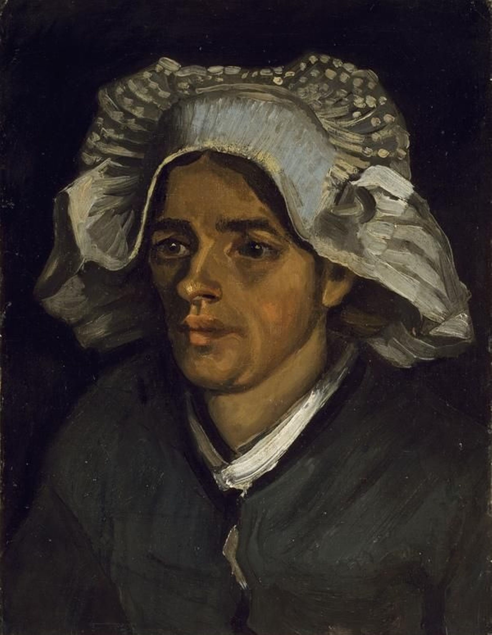 "Tête de paysanne au chapeau blanc", l'une des oeuvres de l'exposition "A Taste for Impressionism" aux National Galleries of Scotland, derrière laquelle a été trouvé l'autoportrait de Van Gogh.