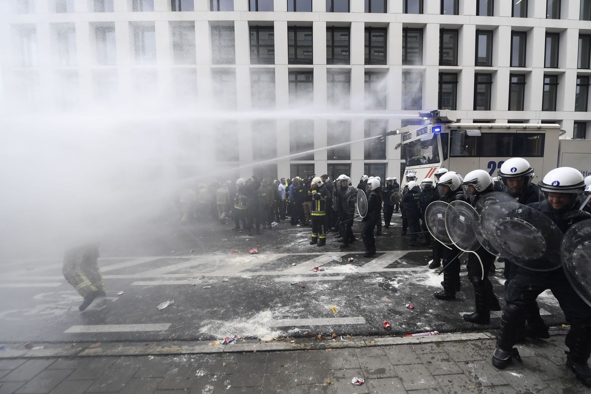 La police belge lors d'une manifestation à Bruxelles en septembre 2018 à Bruxelles