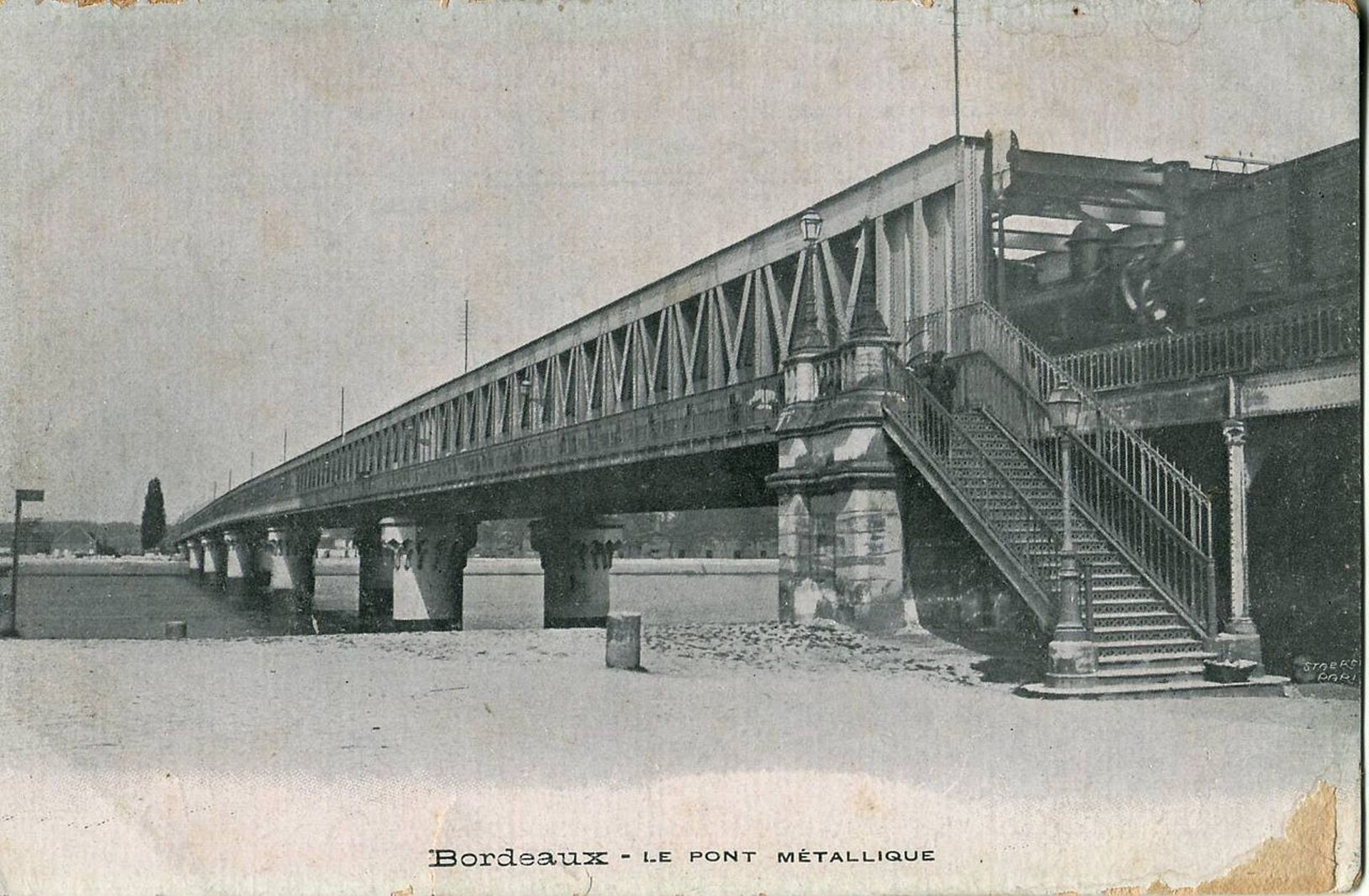 Pont métallique Saint-Jean, à Bordeaux (vers 1900)