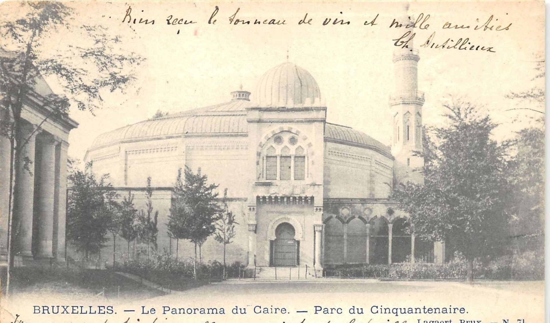 Le pavillon du Panorama du Caire lors de l’exposition de 1897… aujourd’hui devenu la grande mosquée de Bruxelles.