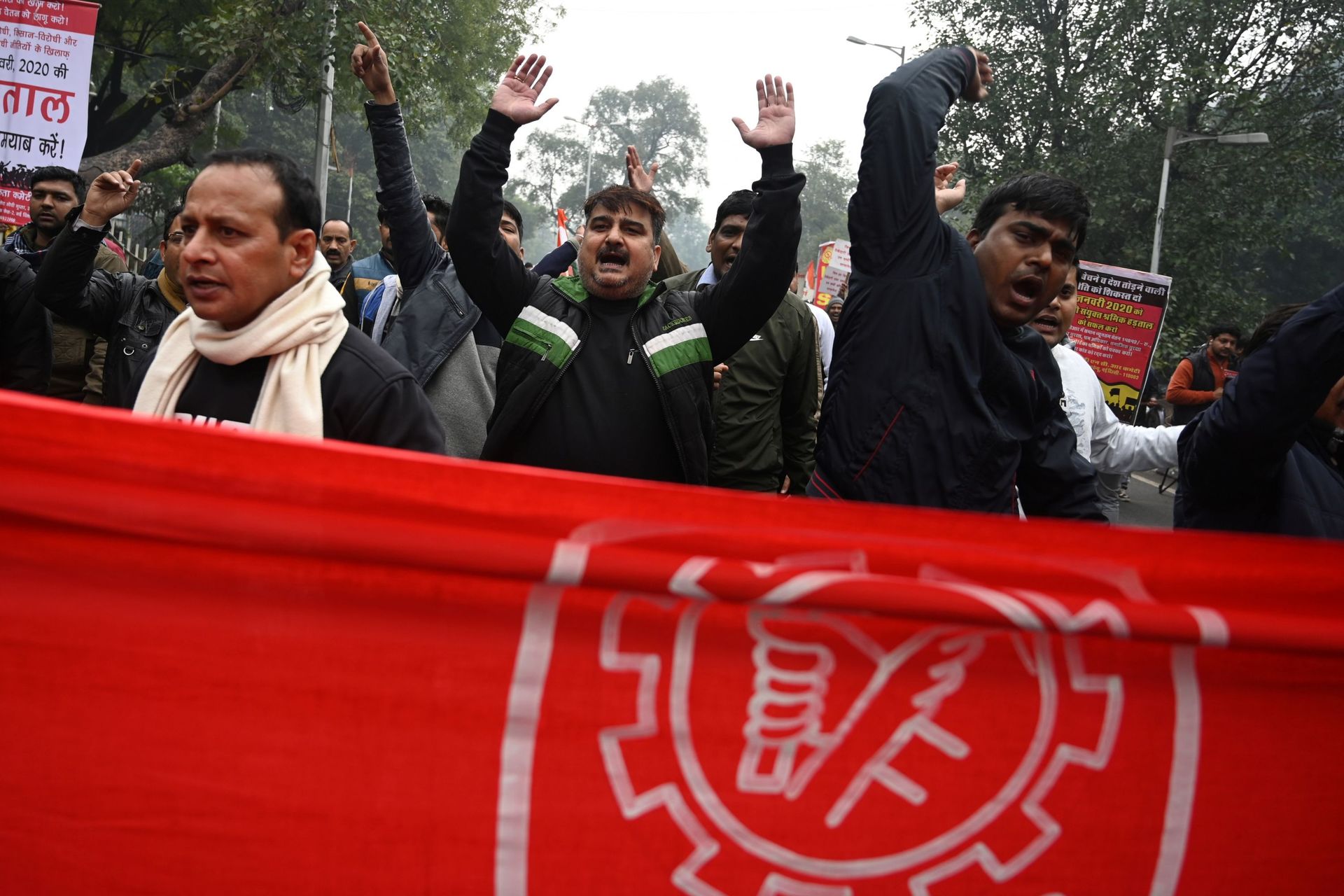Manifestation dans les rues de New Delhi, ce 08 janvier 