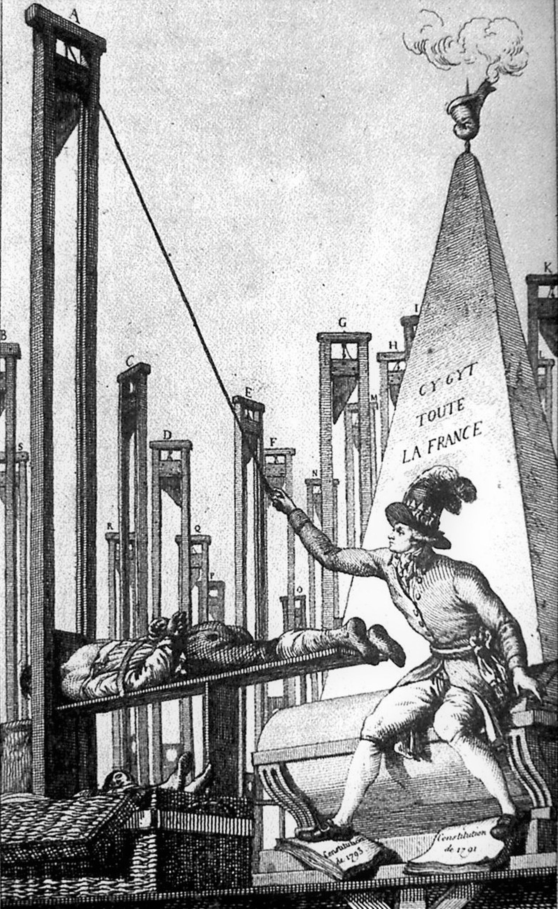 « Robespierre guillotinant le bourreau français après avoir fait guillotiné tous les français », eau-forte, vers 1794, Musée Carnavalet, Paris. 