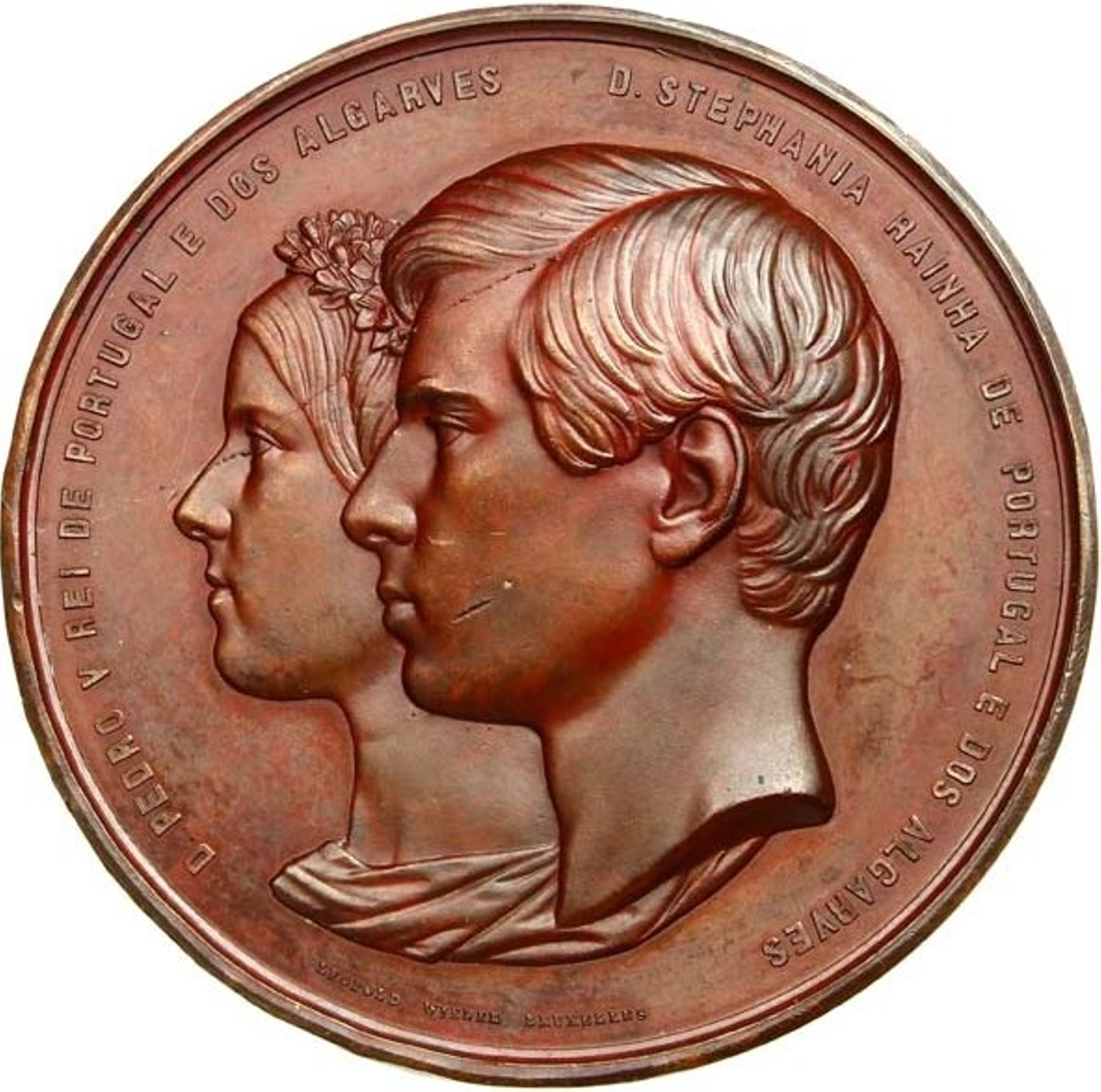 Médaille du mariage de Pierre V et Stéphanie de Hohenzollern-Sigmaringen. 