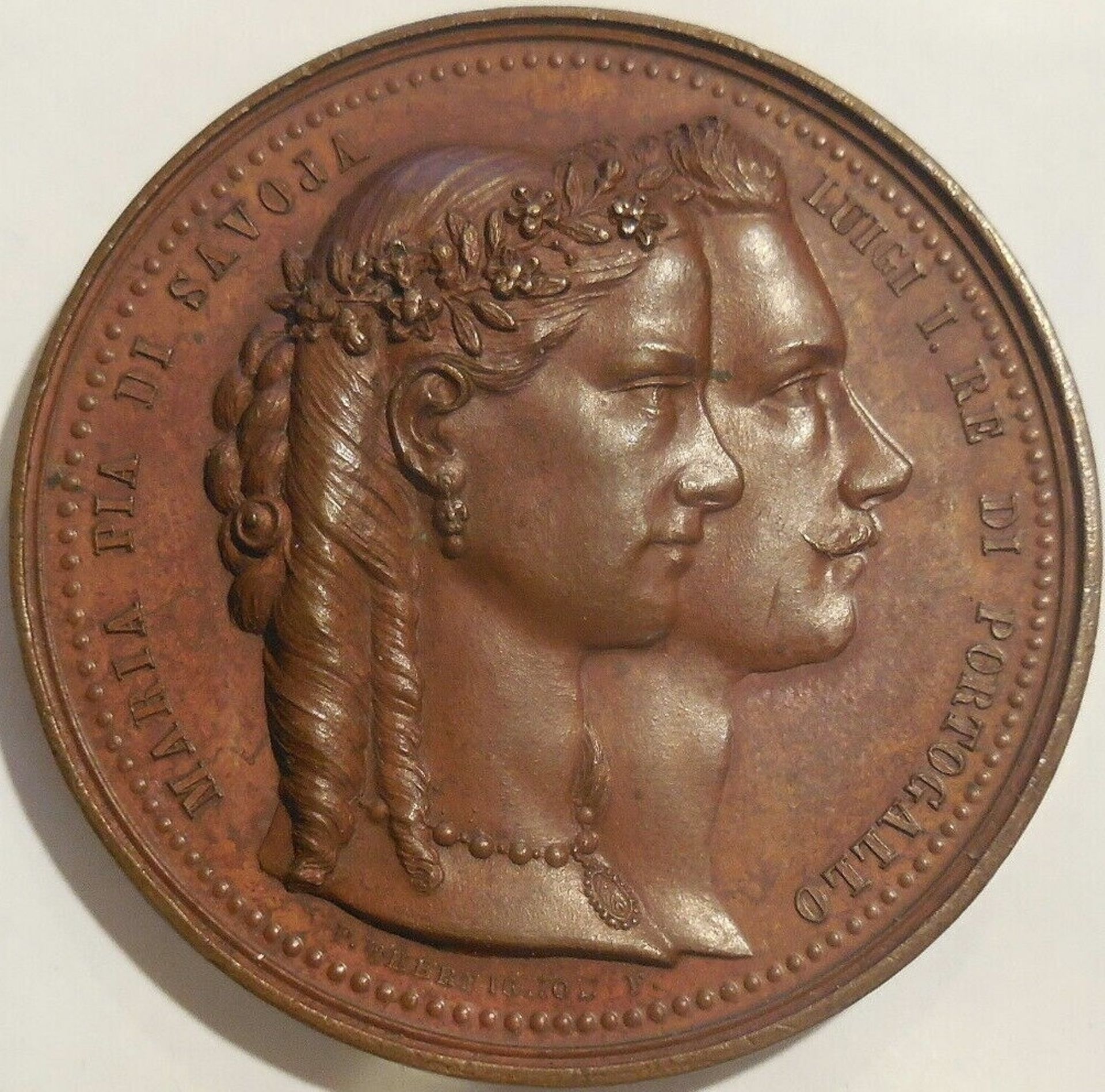 Médaille du mariage de Louis Ier et de Maria Pia de Savoie. 