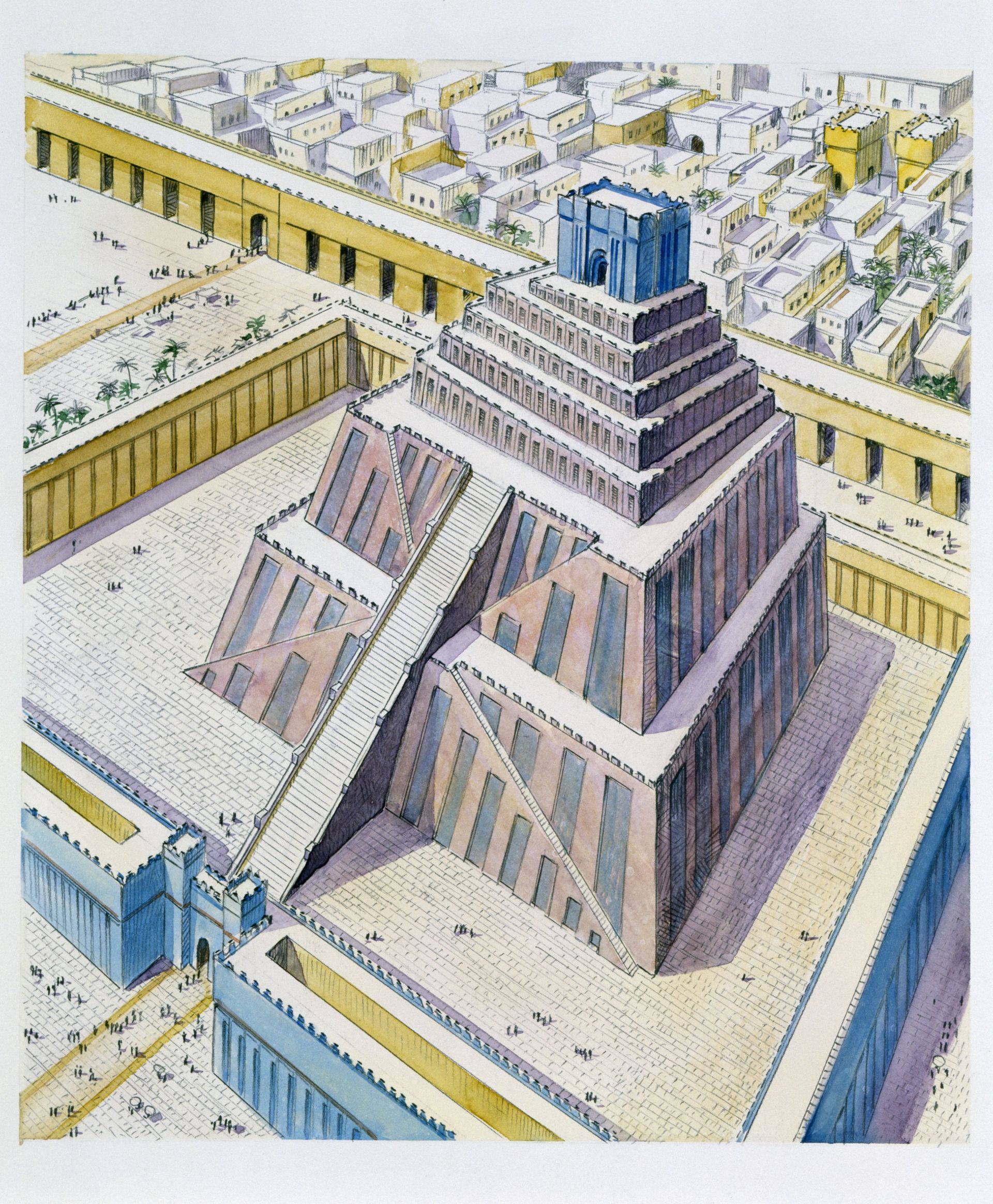 The Tower of Babel, also known as Etemenanki (Temple of the foundation of heaven and earth), drawing.