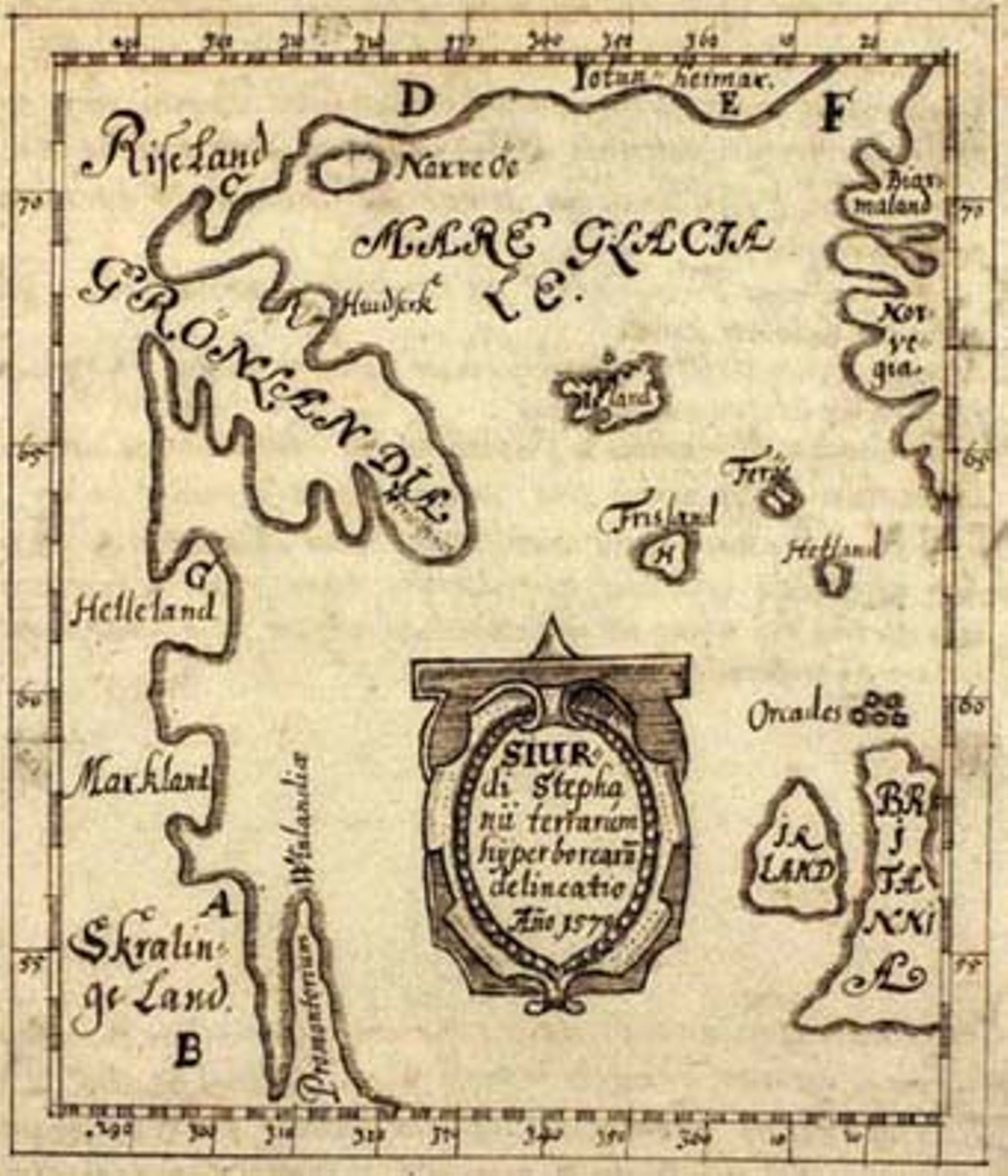 Carte de Skálholt, représentant les terres explorées par les Vikings.