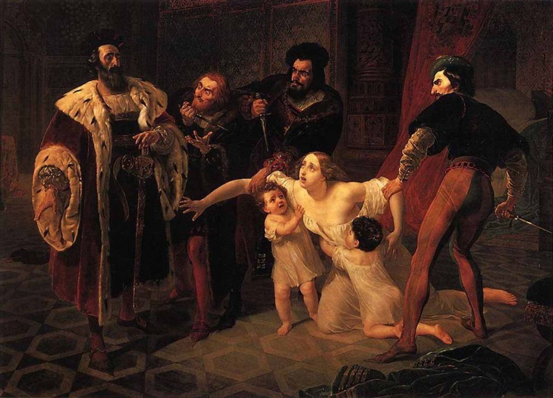 « La mort d’Inès de Castro » par Karl Bryllov, 1834, Musée russe de Saint-Pétersbourg. 