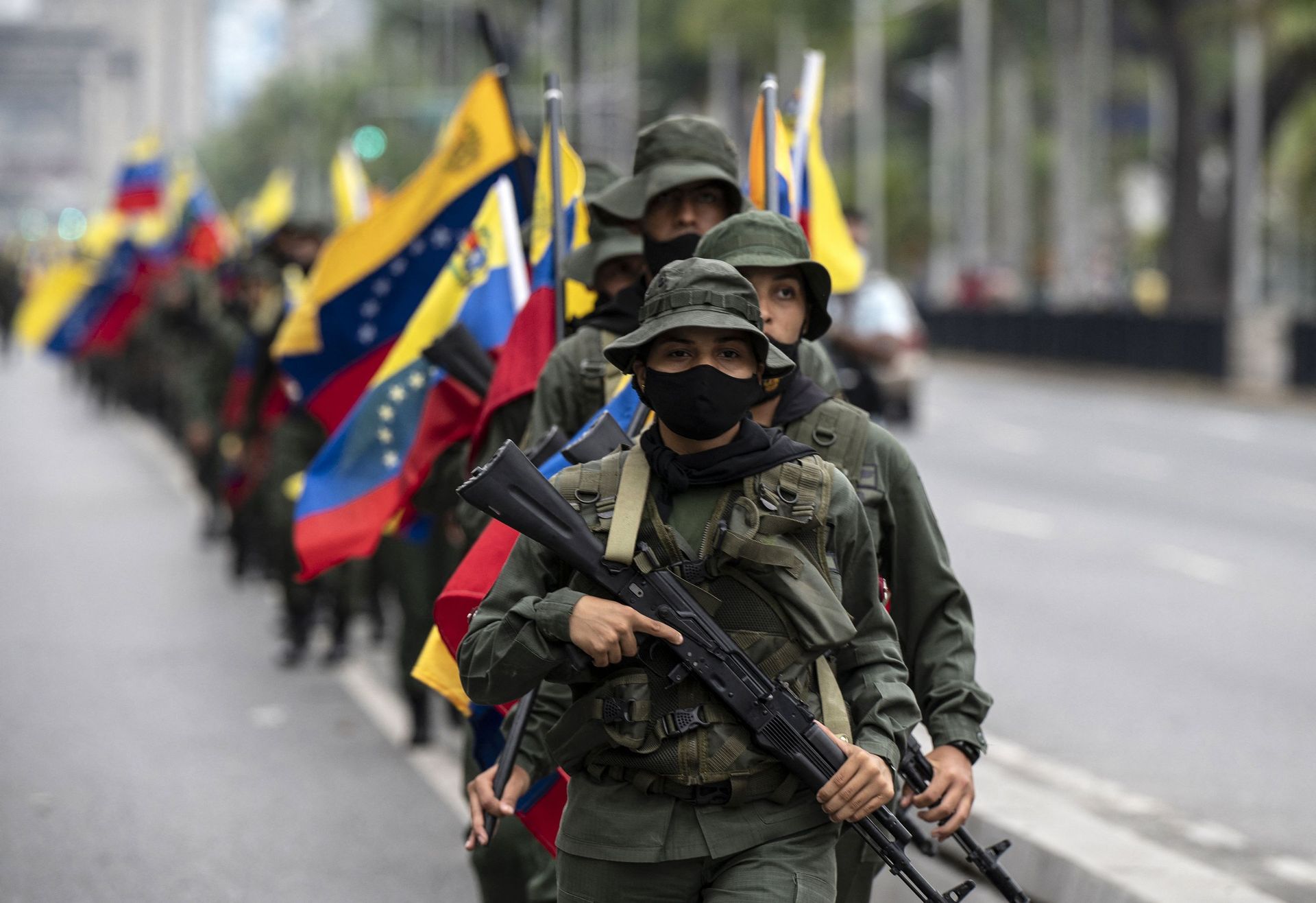 Militaires dans les rues de Caracas, ce 5 mars 2021