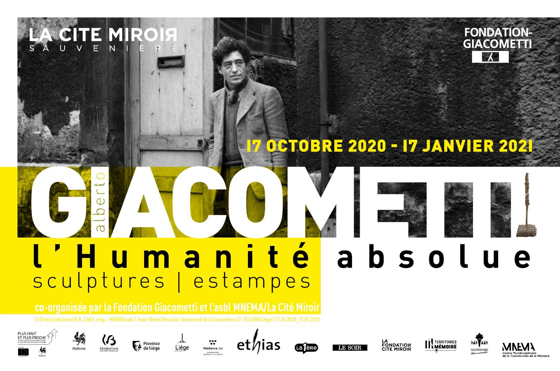 Exposition « Alberto Giacometti, l’humanité absolue » à la Cité Miroir à Liège