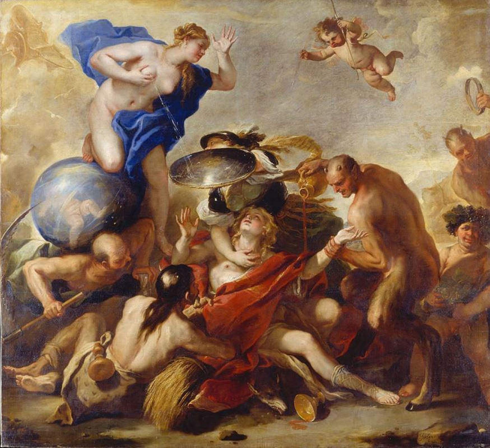 La jeunesse tentée par les vices, par Luca Giordano
