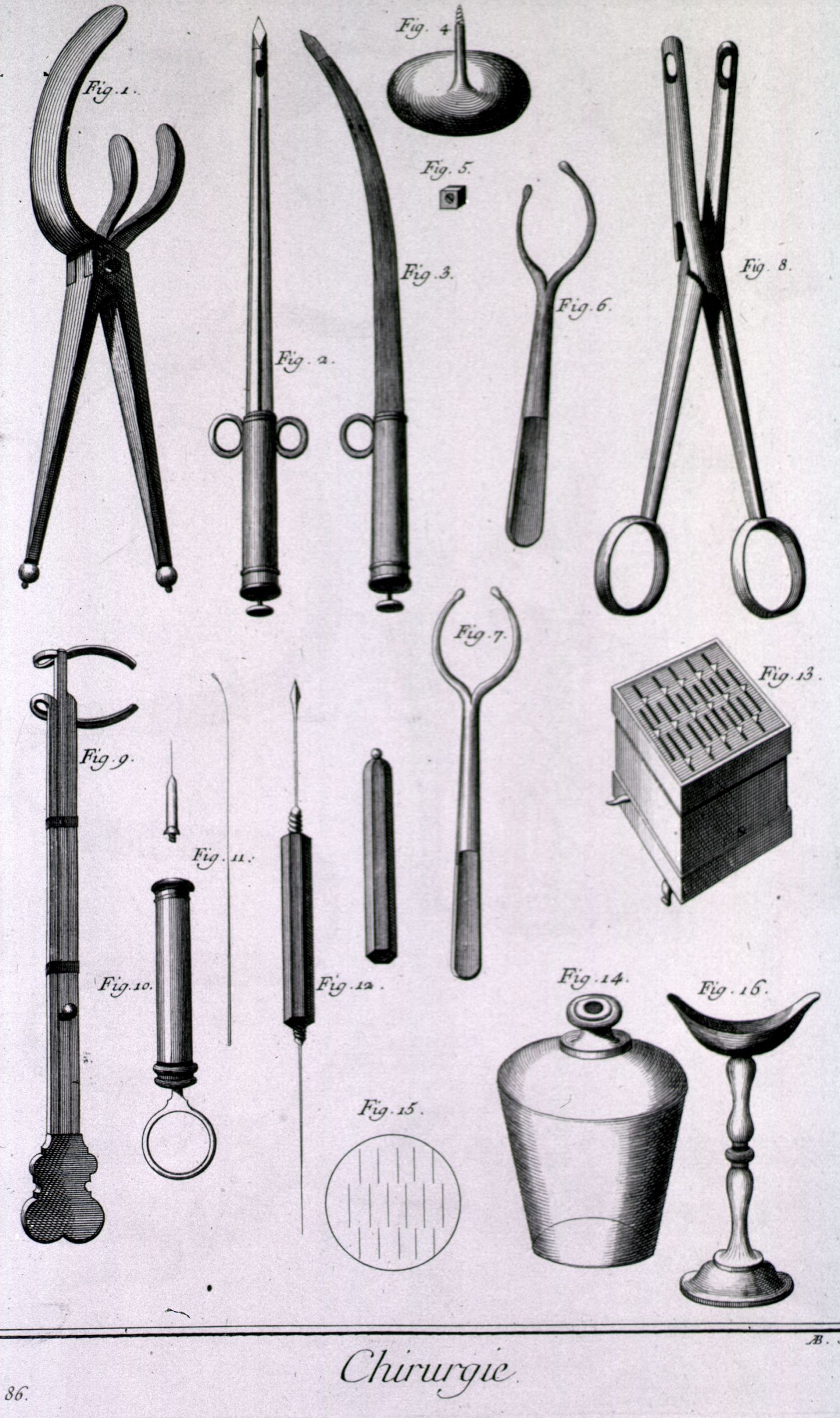 Instruments utilisés par les chirurgiens ophtalmologues au XVIIIe siècle