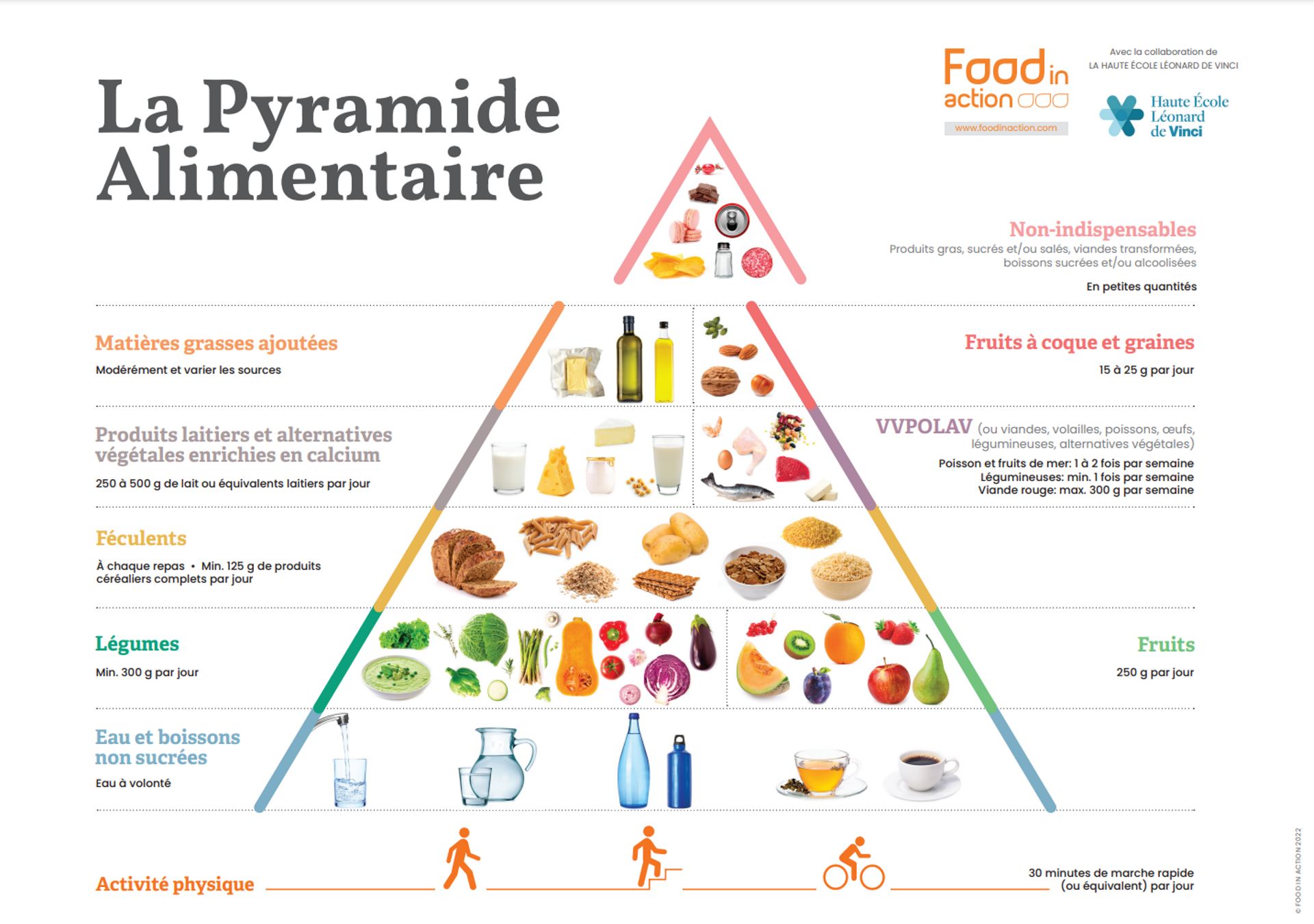 La nouvelle version de la pyramide alimentaire laisse un peu plus de place aux légumes qu’aux fruits.
