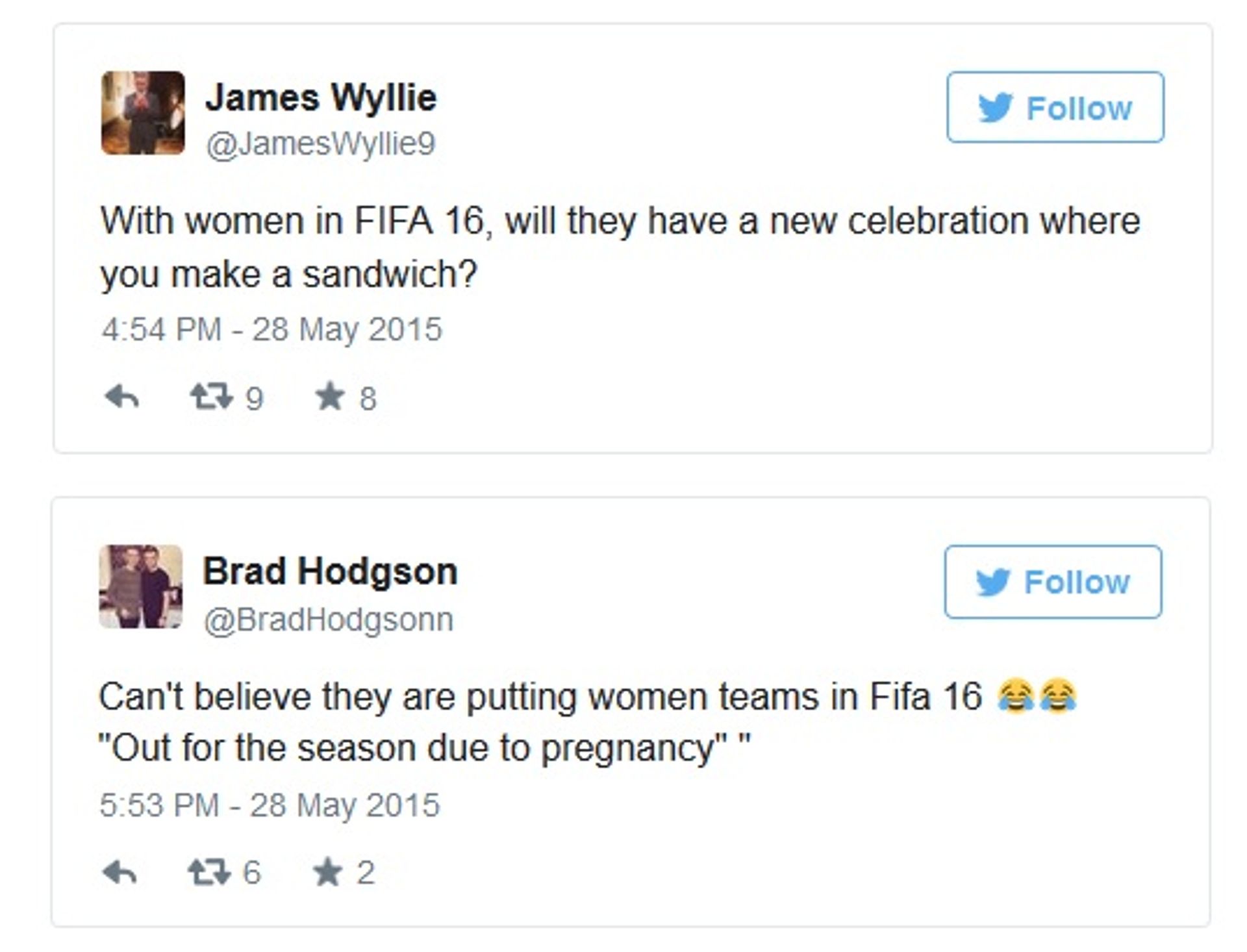 Commentaires misogynes après l'annonce de l'apparition des équipes nationales féminines dans FIFA 2016