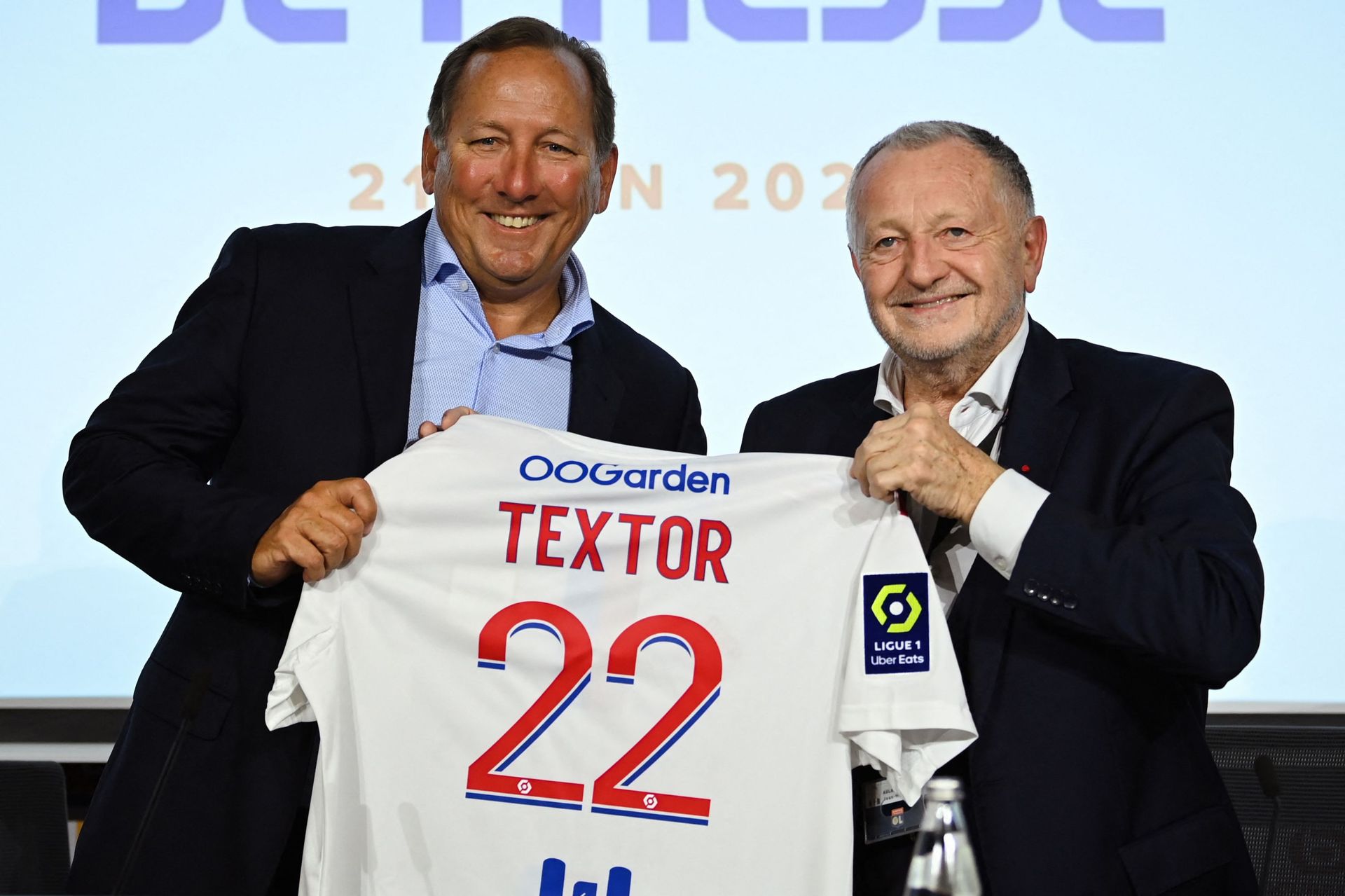 John Textor (à gauche), avec Jean-Michel Aulas (Olympique Lyonnais)