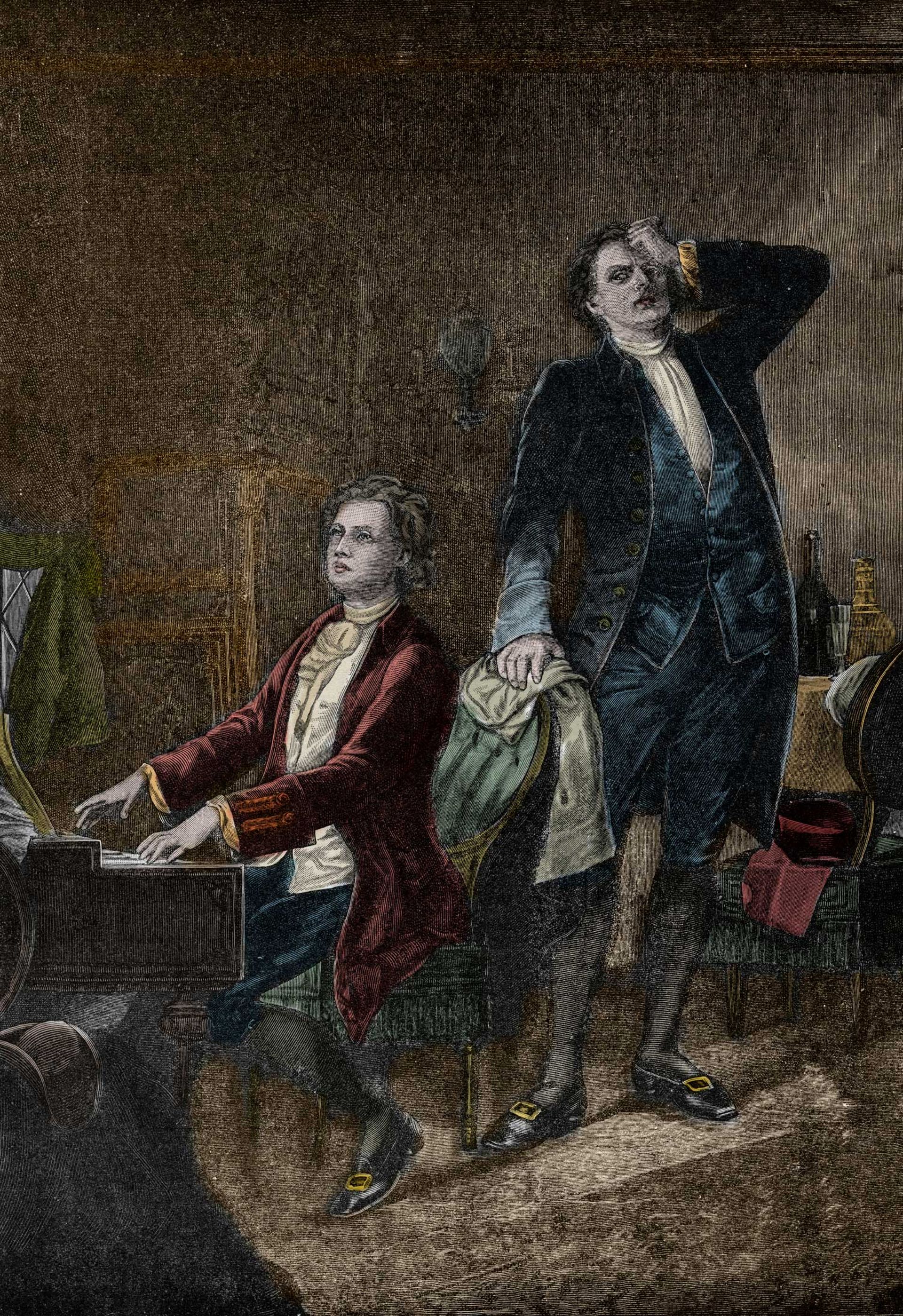 Illustration de la pièce de théâtre "Mozart and Salieri" de Pouchkine