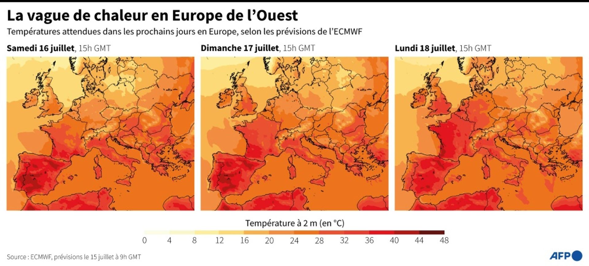 La vague de chaleur en Europe de l'Ouest