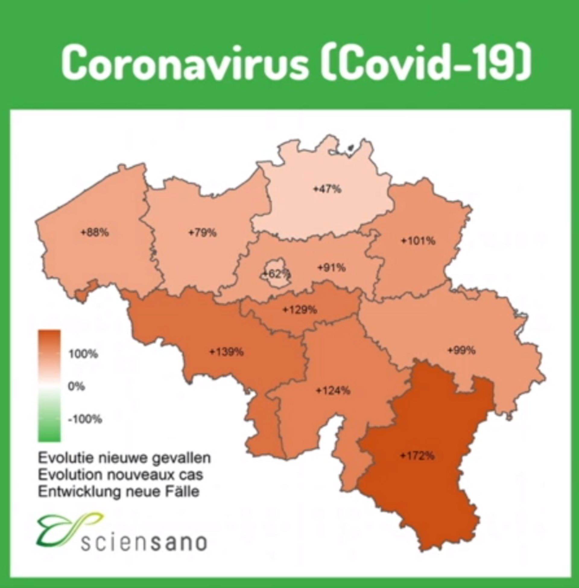 Les nouveaux cas de coronavirus par provinces