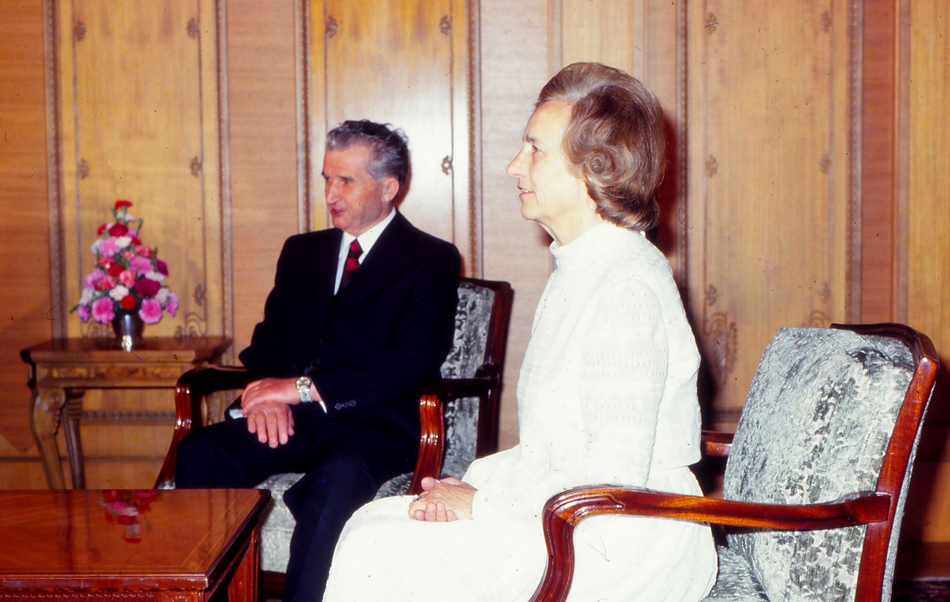 Nicolae et Elena Ceausescu, à Bucarest en 1985.