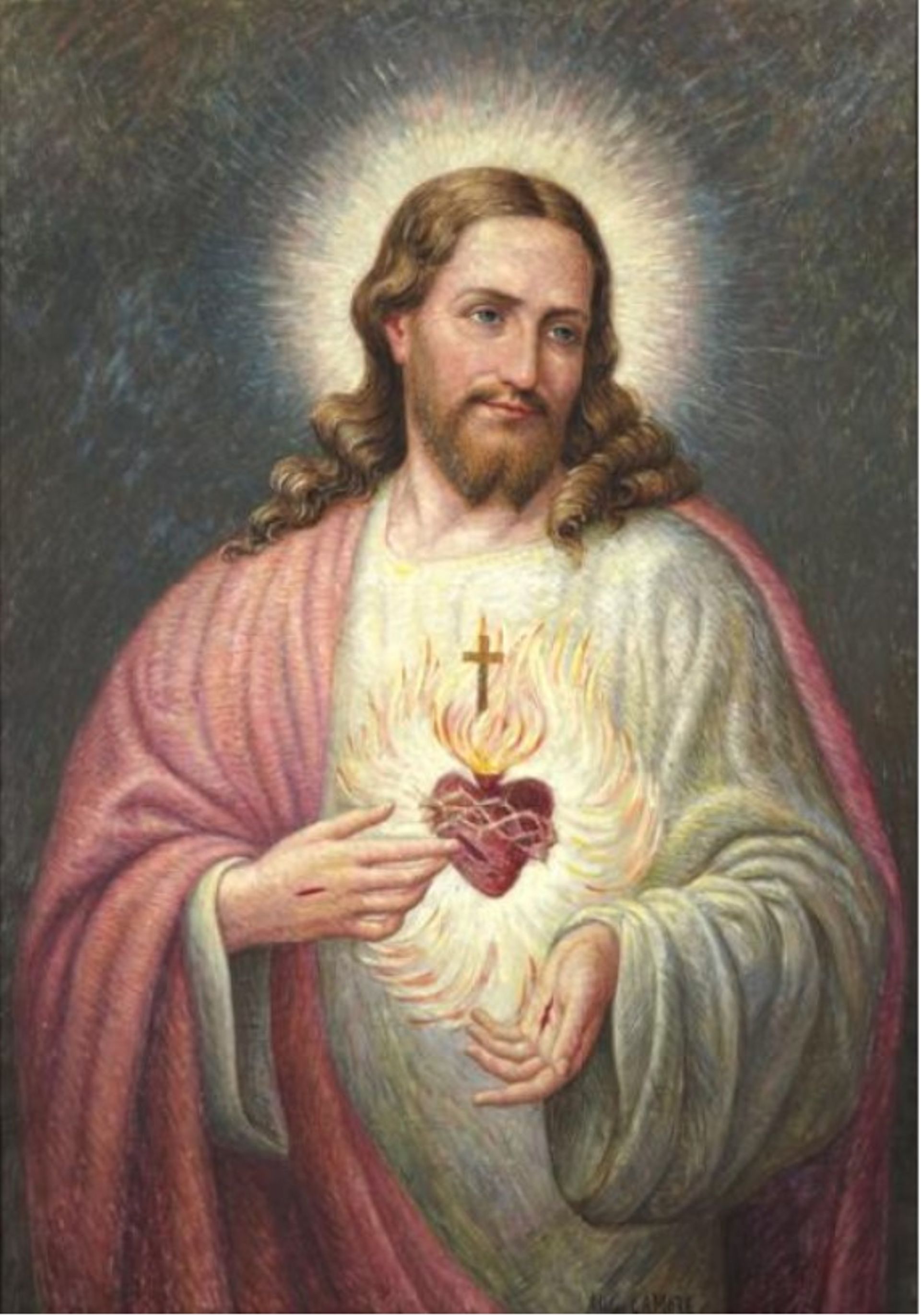 Le Sacré-Cœur de Jésus, huile sur toile d’Alidor Lamote, 1921. Collections du Musée de l’hôpital Notre-Dame à la Rose. 