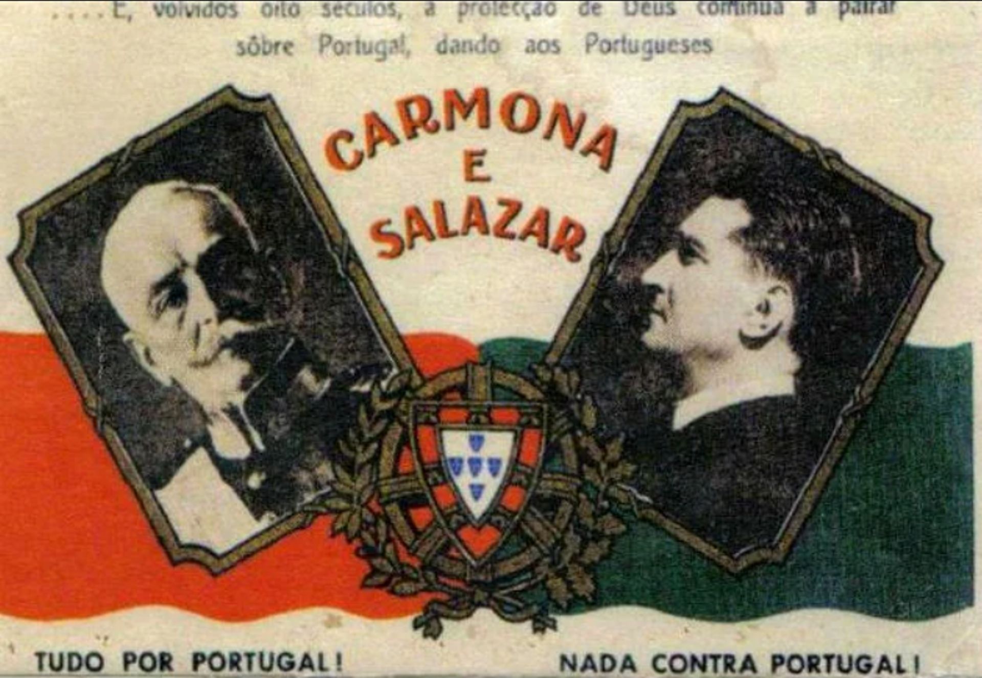 Oscar Carmona et Antonio Salazar, carte de propagande électorale.