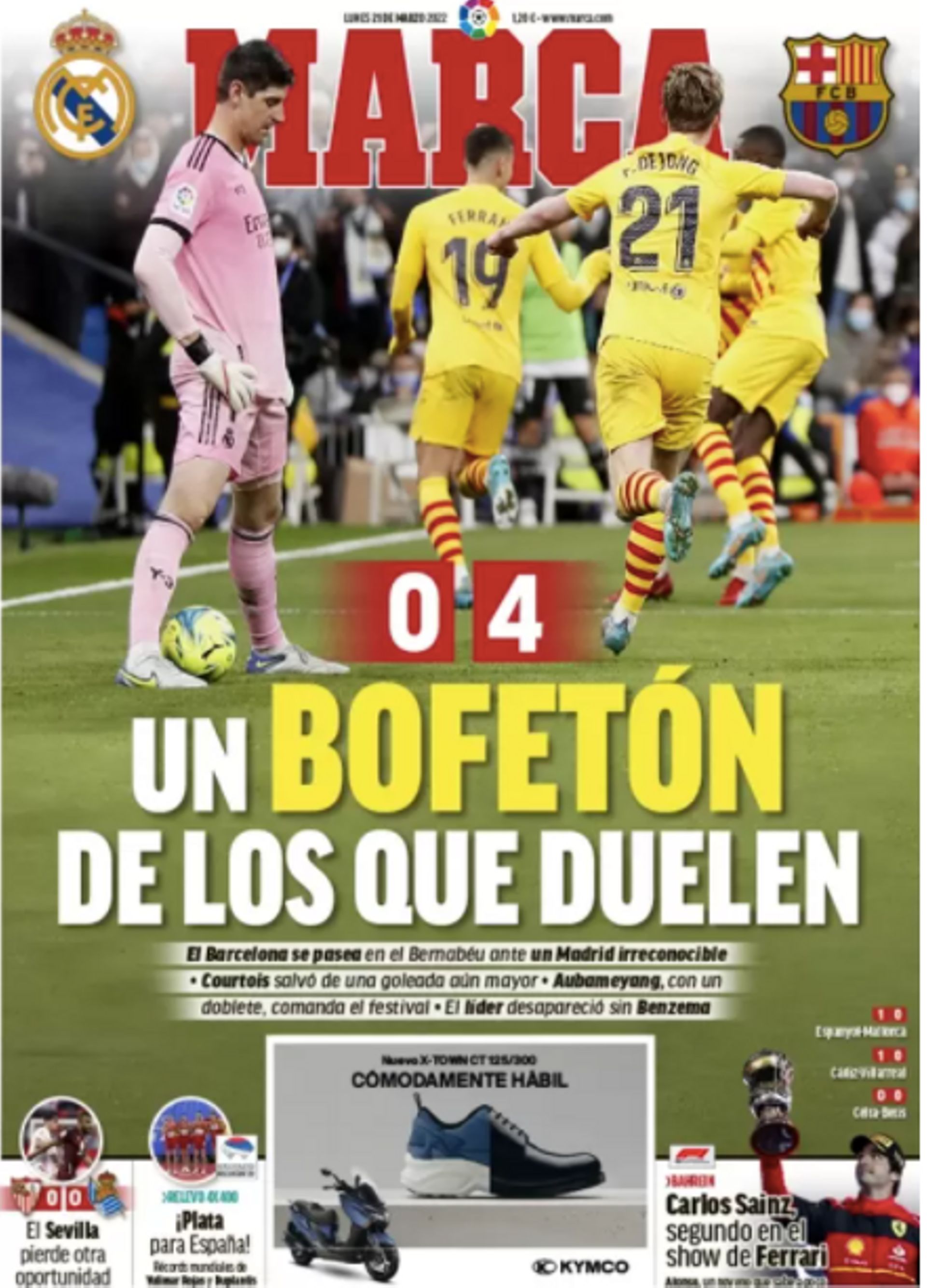 La Une de Marca après la victoire 0-4 du Barça à Madrid