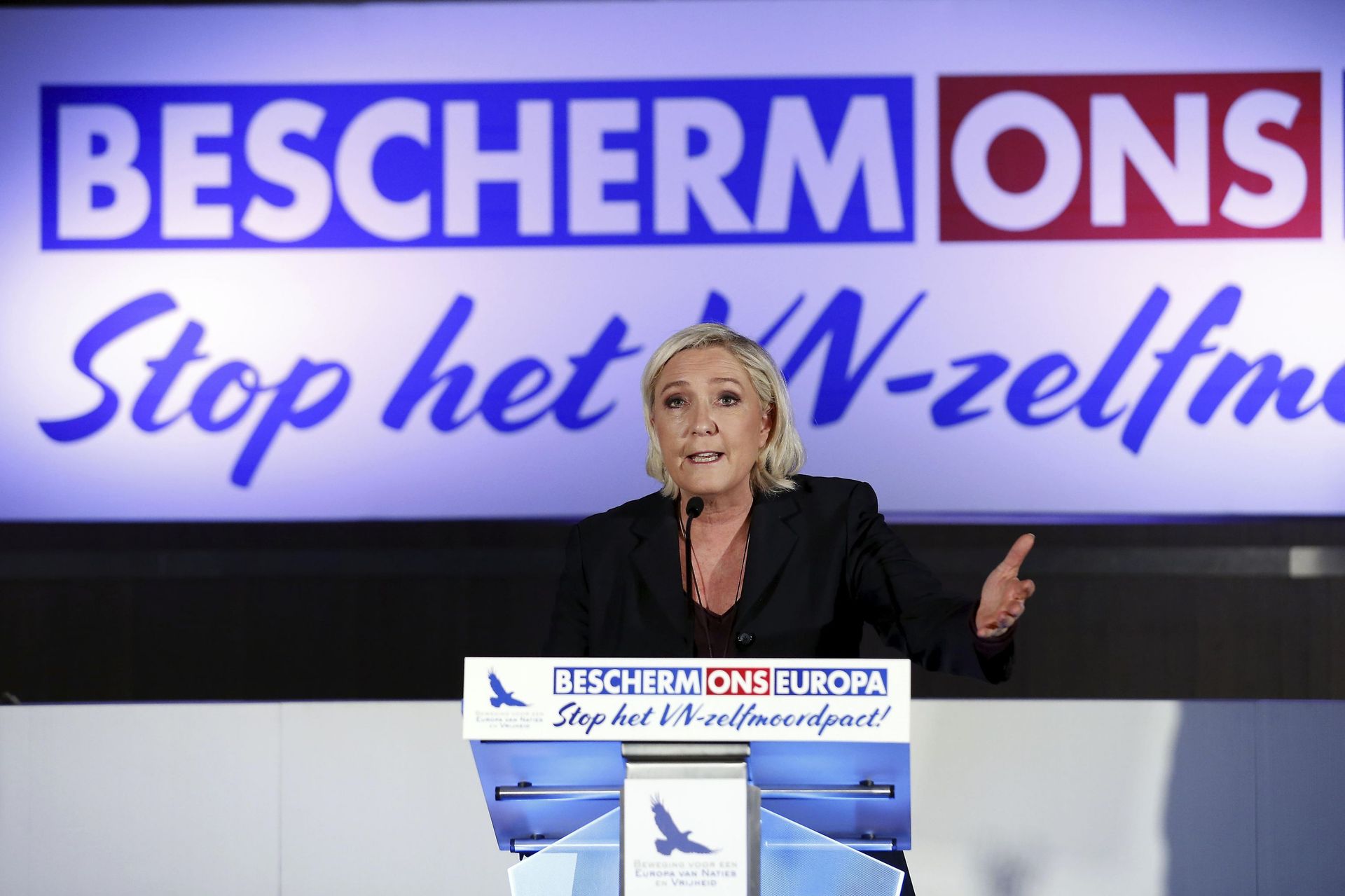 Marine Le Pen, présidente du rassemblement national (ex-FN) 