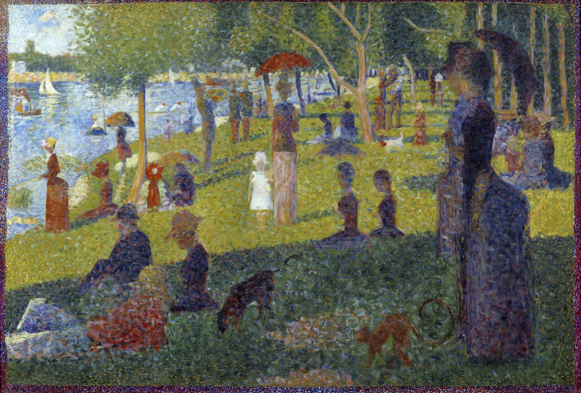 Un dimanche après-midi à l'île de la Grande Jatte de Georges Seurat, exposé au Metropolitan Museum de New York