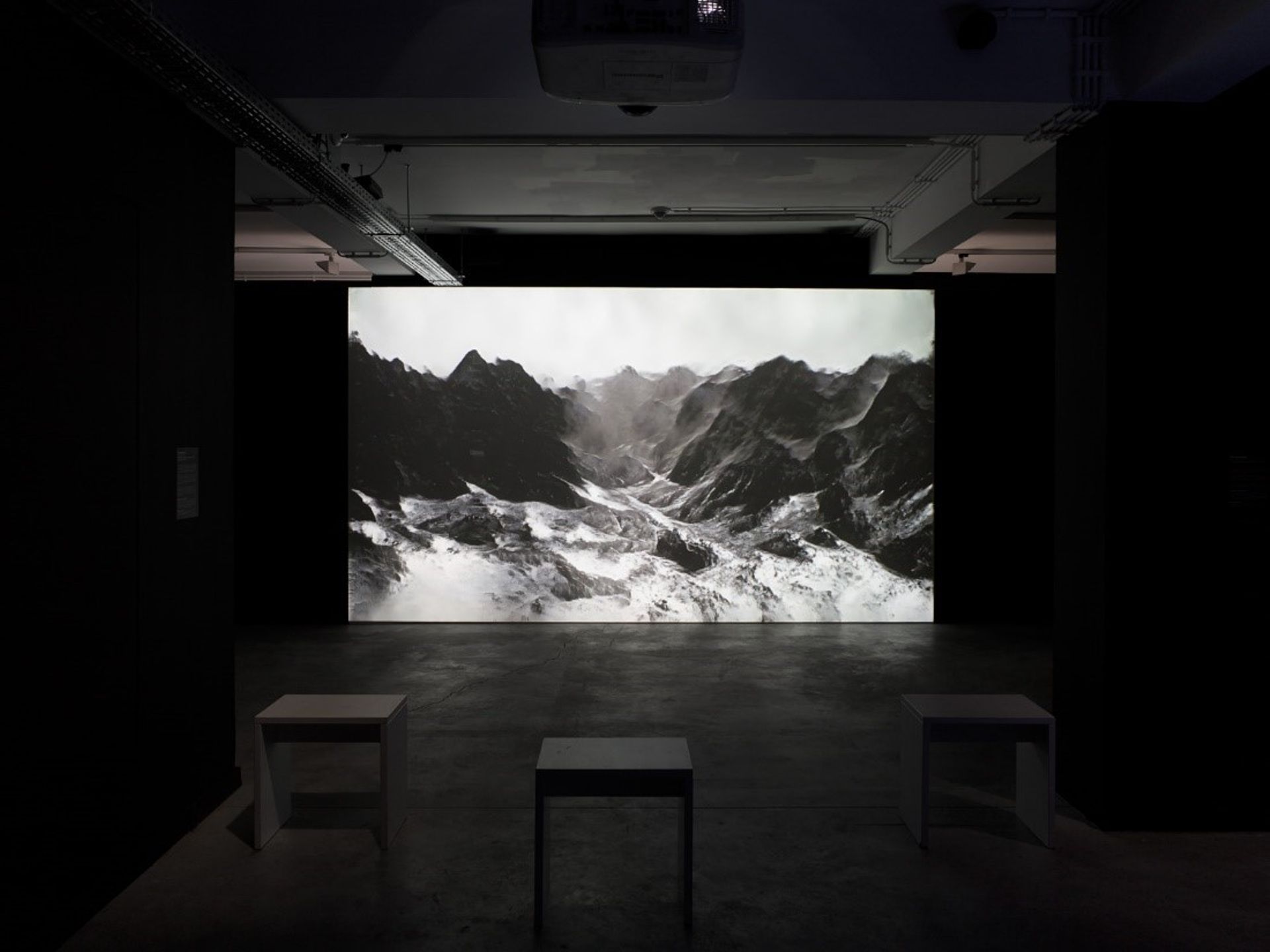 Installation view of Theresa Schubert’s Glacier Trilogy PART 1 (Re-imagining glaciers through artificial intelligence), 2022